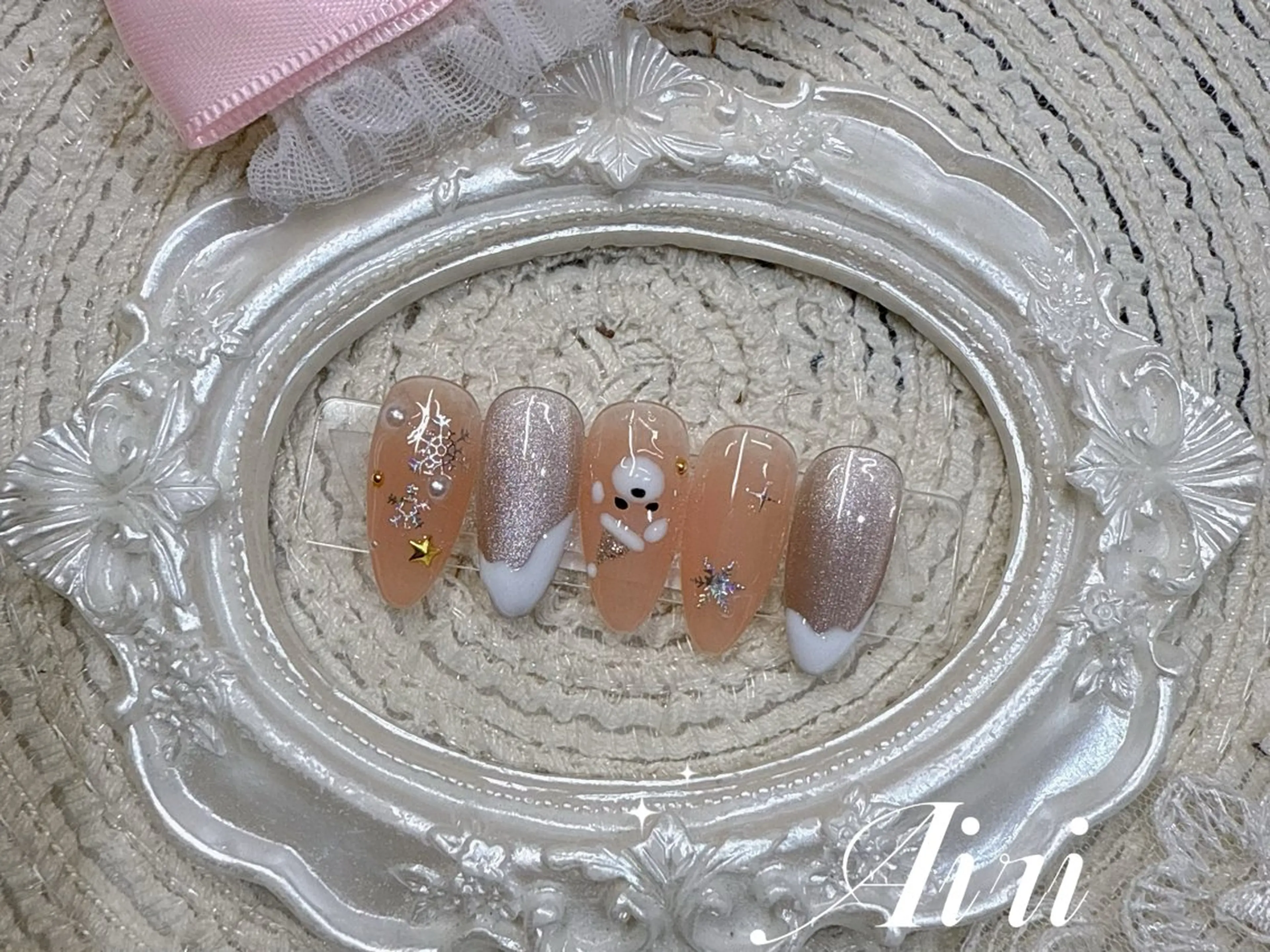 ネイル 長さ出し フットネイル ジェルネイル 韓国ネイル ラメ(グリッター) ハンドネイル ネイルサロンAiri 長さ出し·シンプルのネイルデザイン