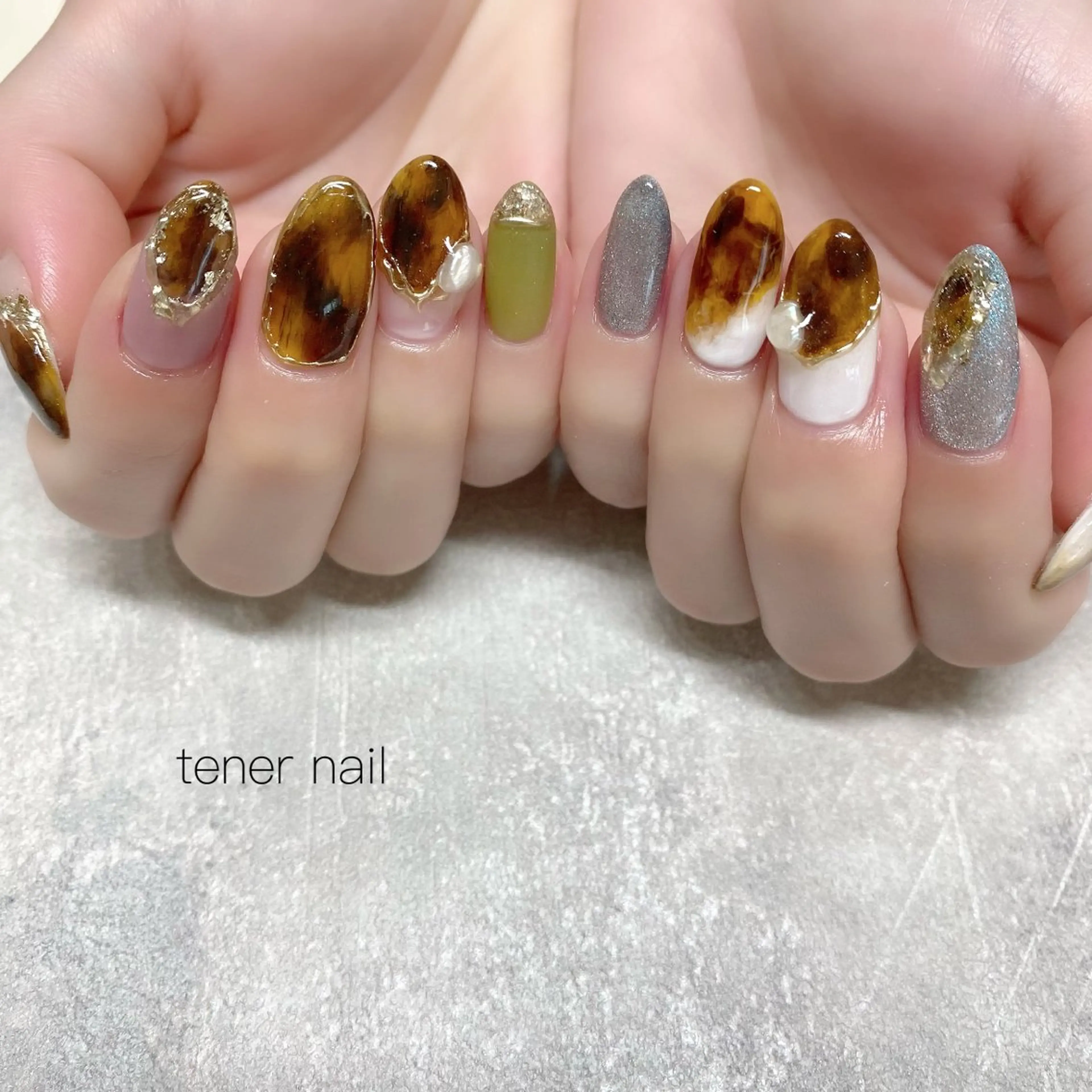 ネイル べっ甲ネイル ハンドネイル テネルネイル tener nailのネイルデザイン