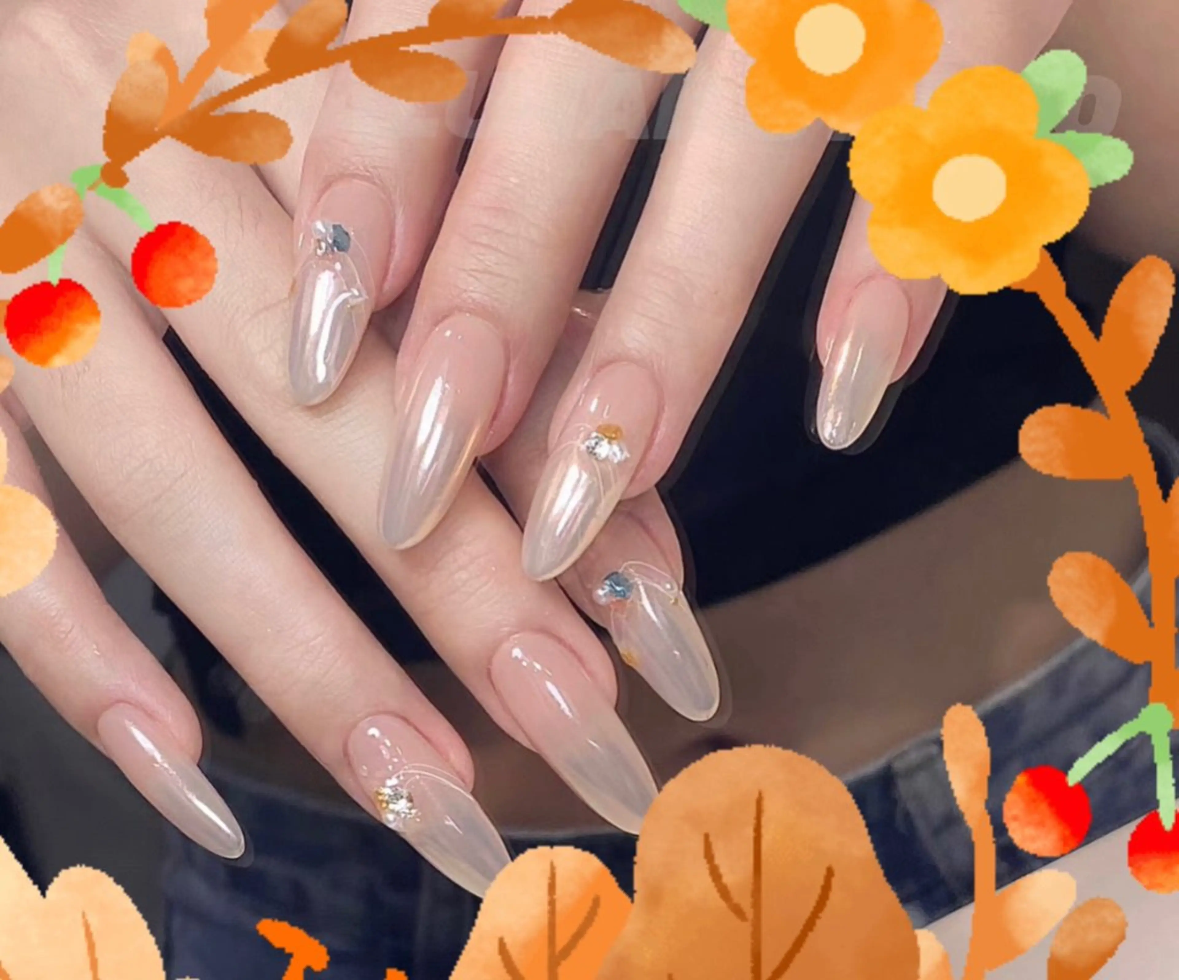 🎉超お得🎉長さだしグラデーション、ケア込み➕💅🏻大きいパーツ2個の写真