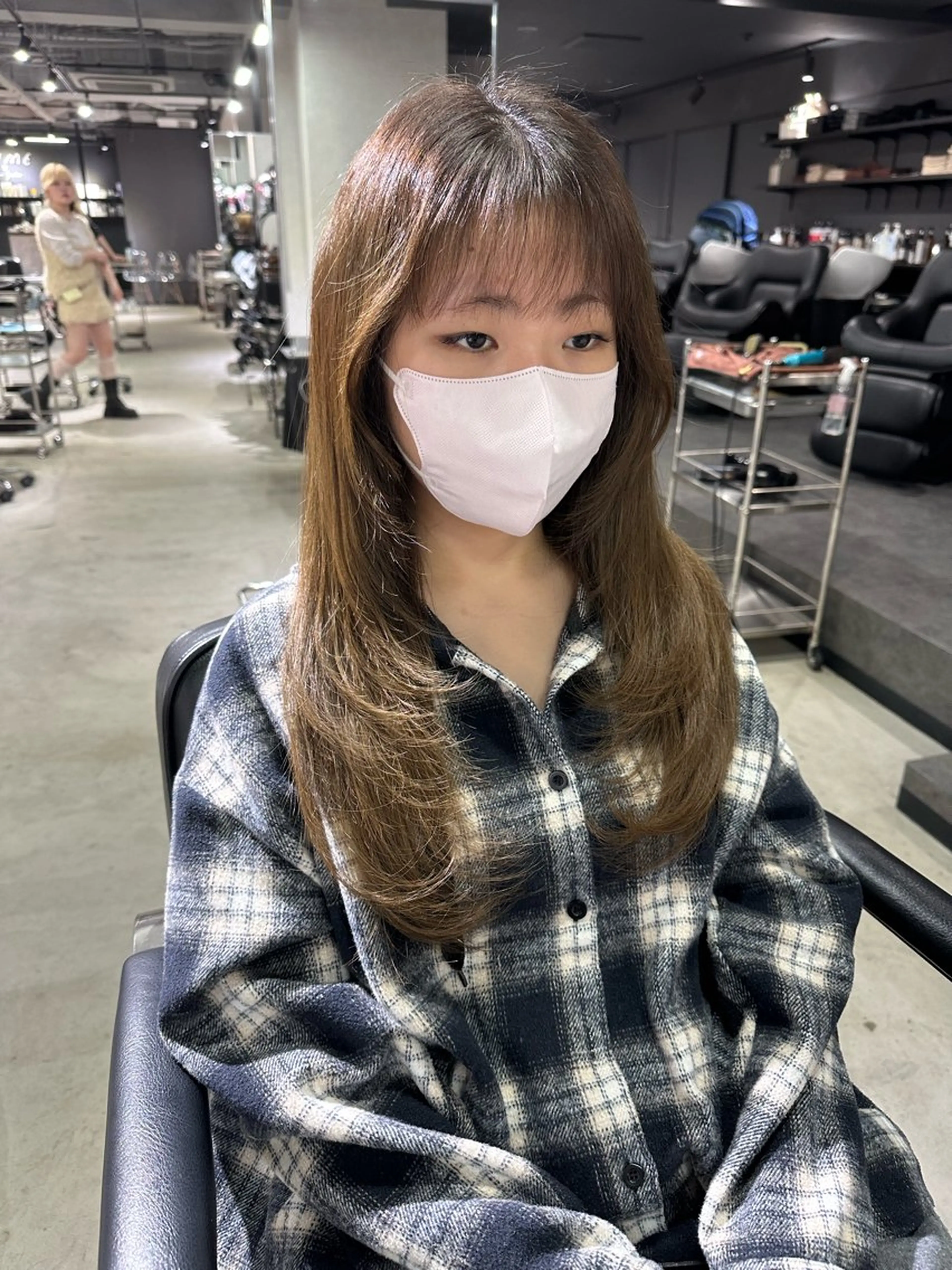 セミロング ケアカラー ボブ 髪質改善 韓国風ヘア レイヤーカット 艶髪カラー/レイヤ ー支持No.1renのヘアスタイル