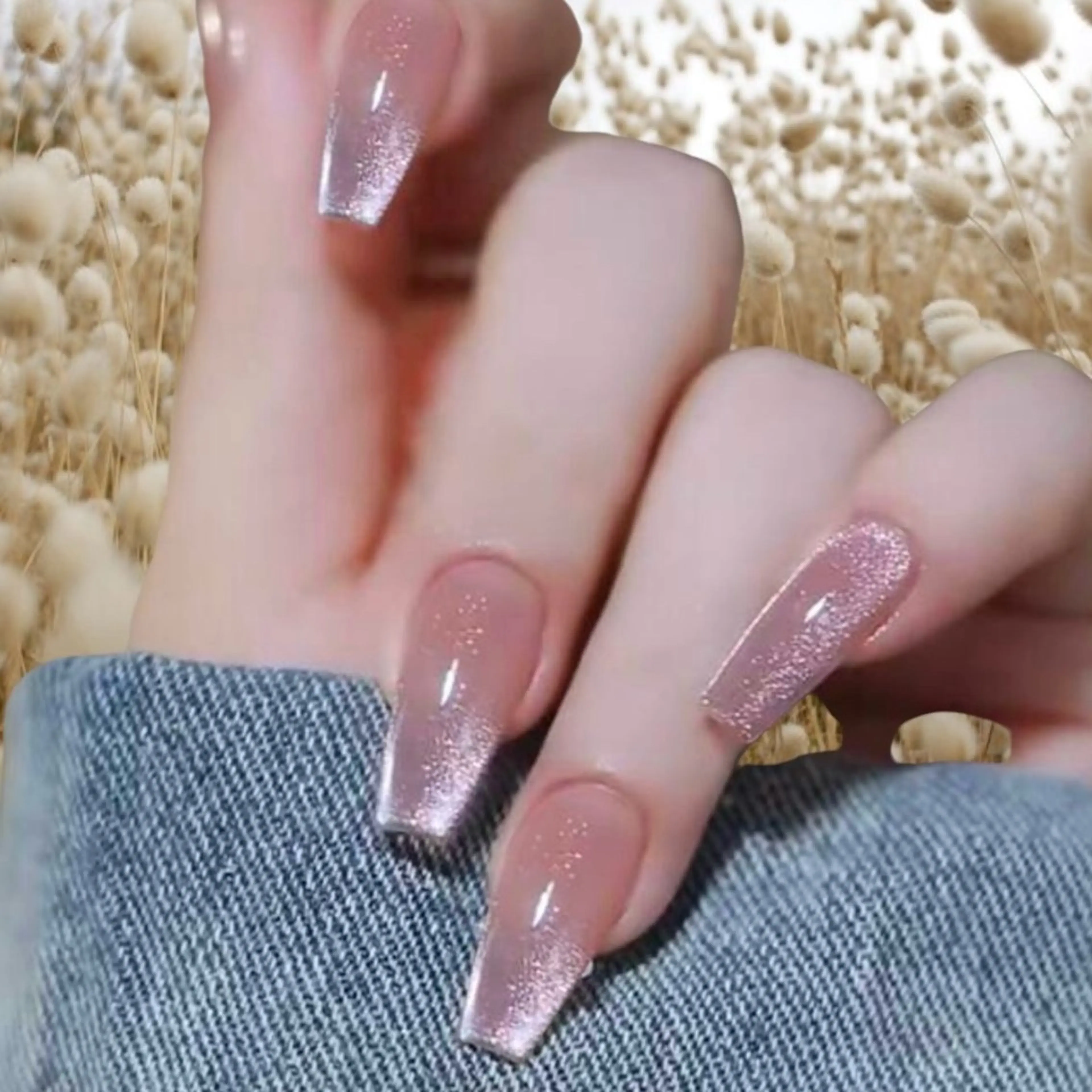 【10本長さ出し🪷アクリル スカルプ】🪷ワンカラー+マグネットグラデーション🪷の写真