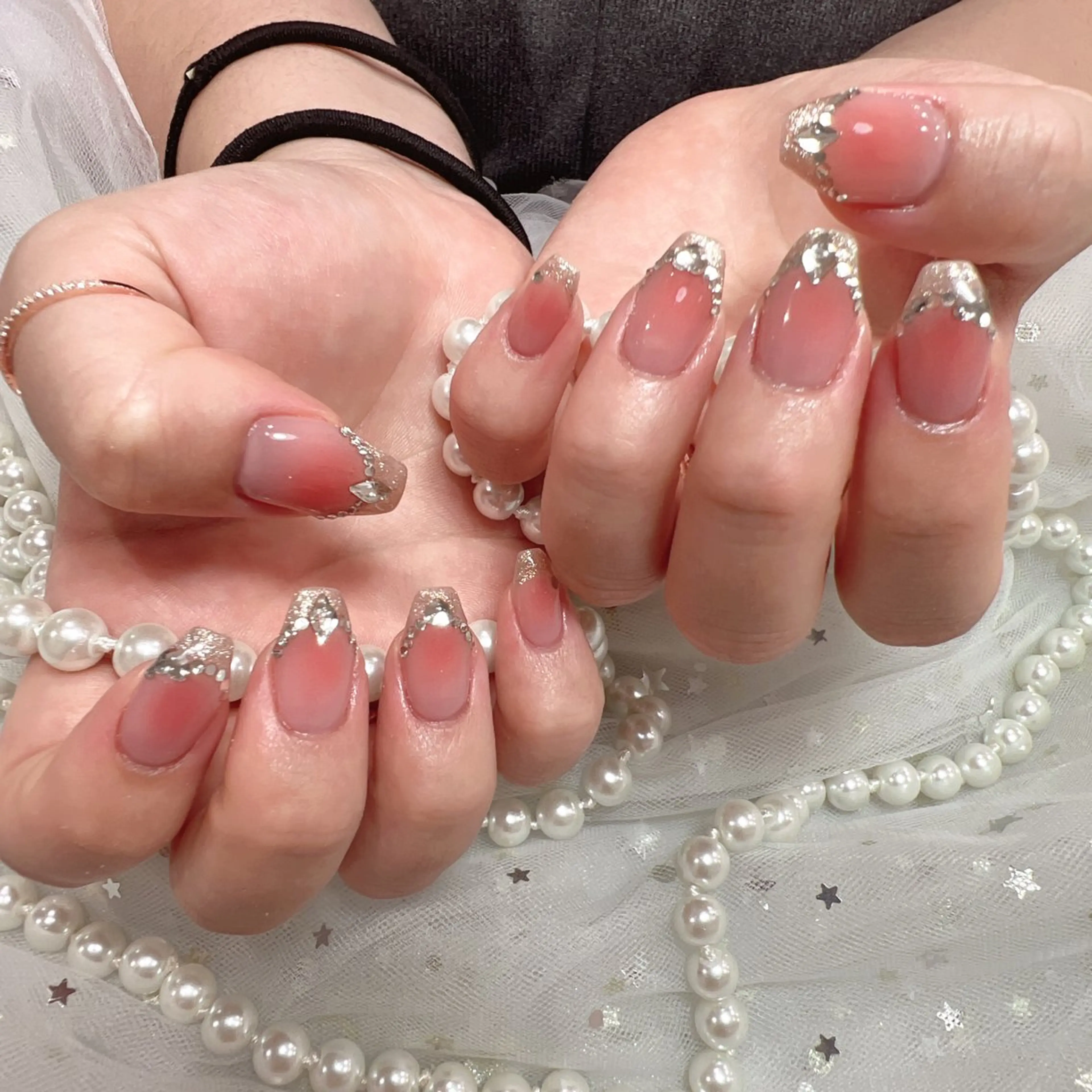 ネイル アートネイル フラッシュネイル フレンチネイル ガラスフレンチ グラデーション You&Me Yukiのネイルデザイン