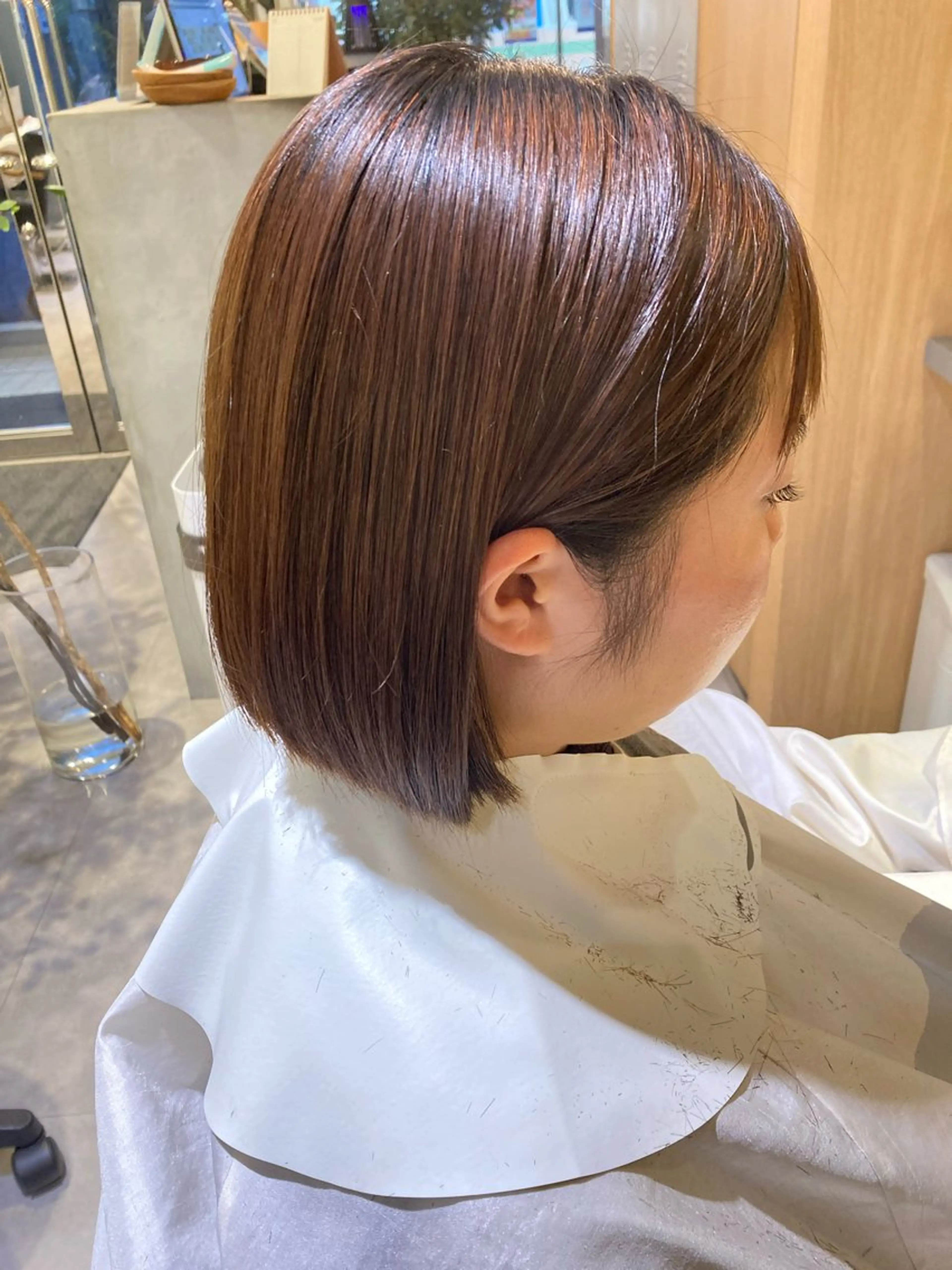 ミディアム ボブ 縮毛矯正 阿部 貴子のヘアスタイル