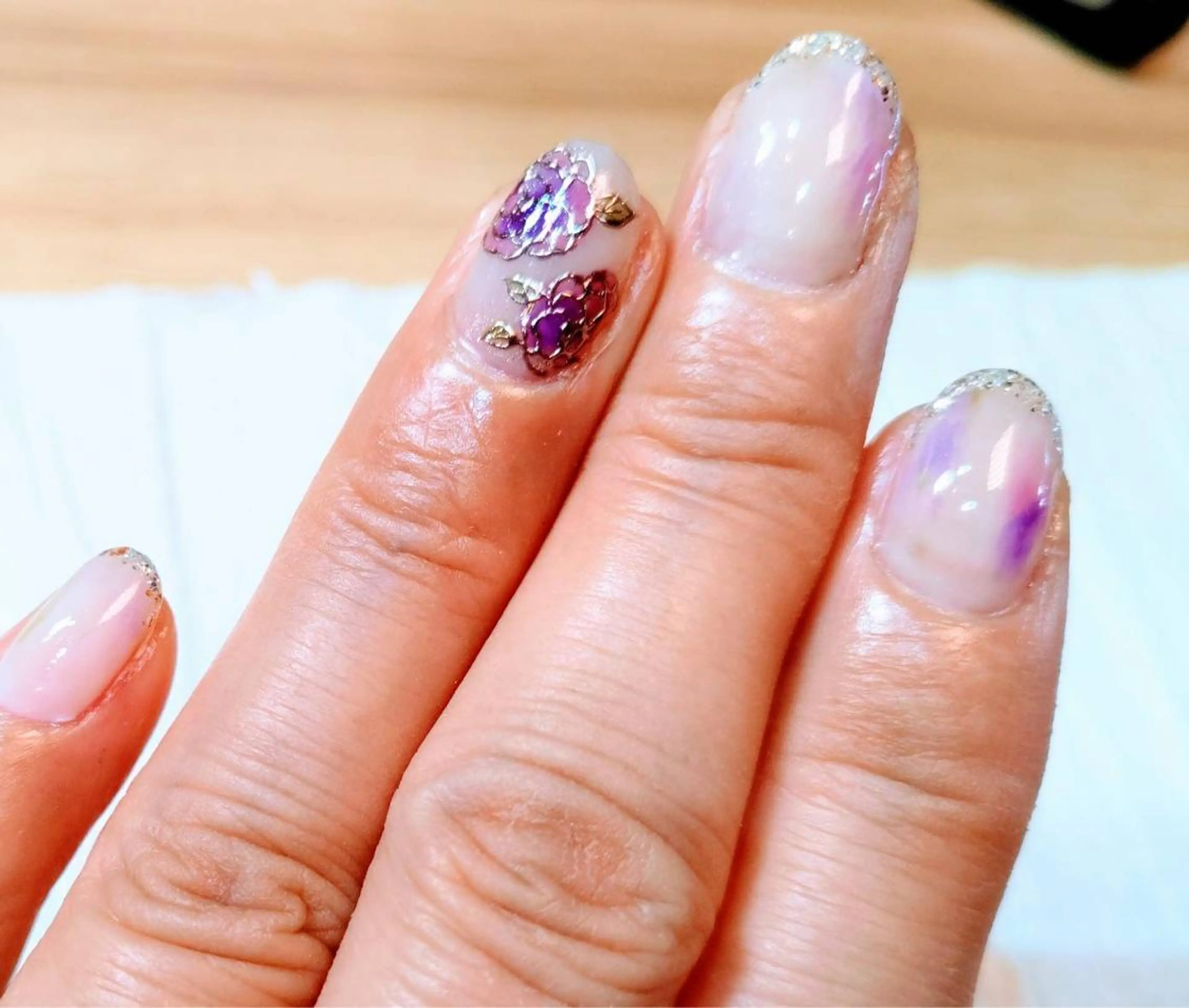 ネイル ハンドネイル ショートネイル 森のさんぽ道のネイルデザイン