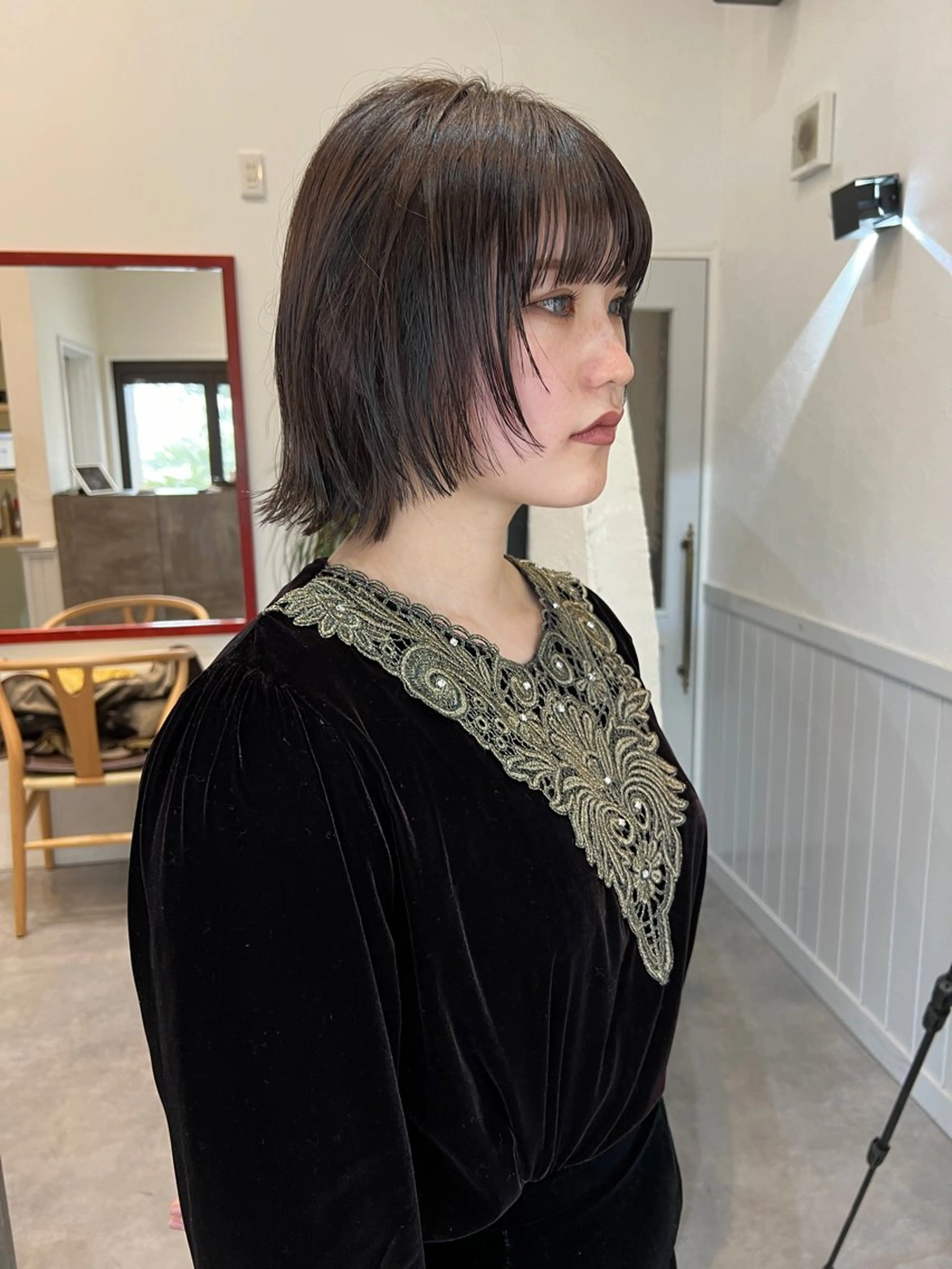 ミディアム ボブレイヤー ボブ 顔まわりレイヤー レイヤーカット ショート& パーマ　坂本のヘアスタイル