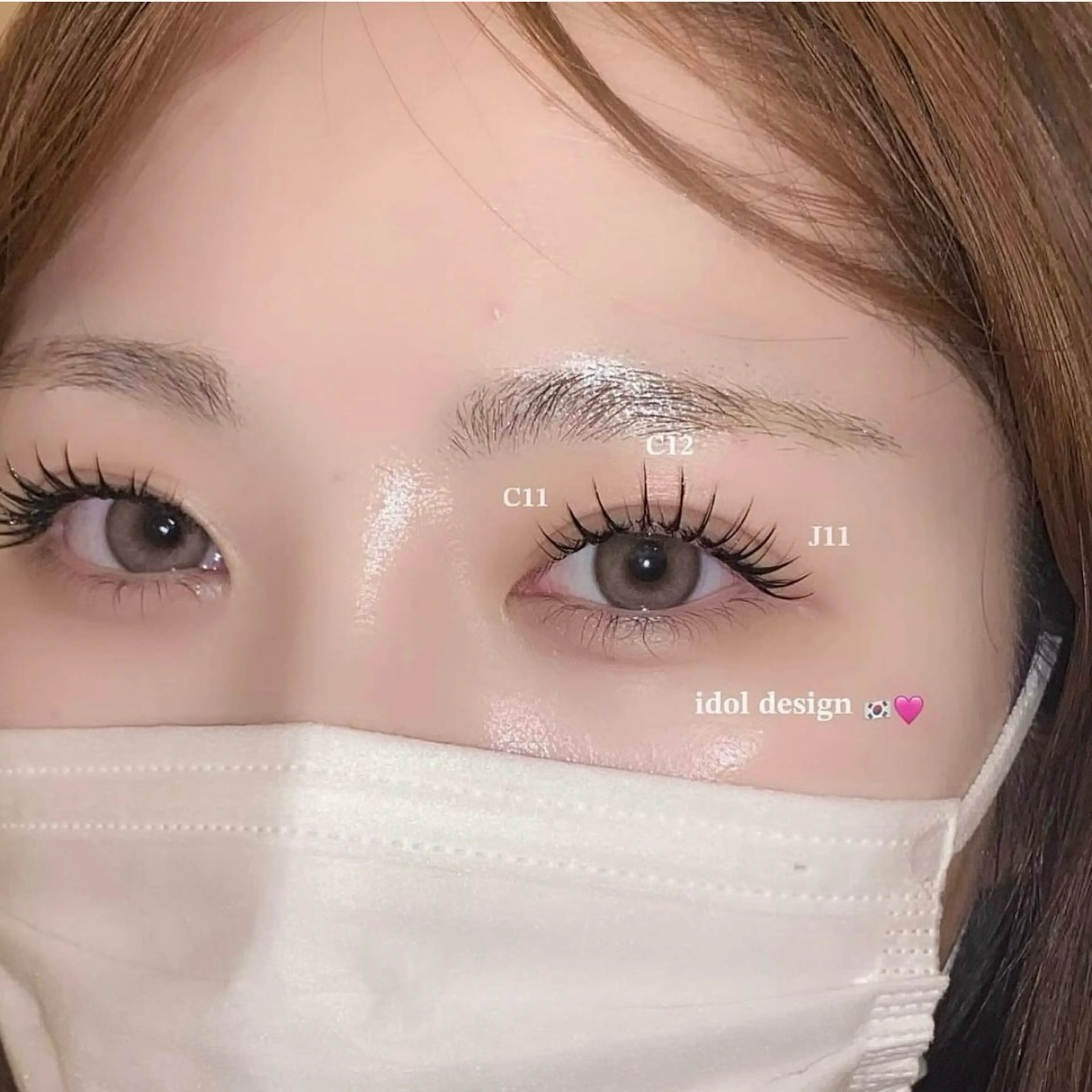 マツエク・マツパ 束感まつ毛 フラットラッシュ 韓国風マツエク パリジェンヌラッシュリフト ボリュームラッシュ 肌に馴染むハイトーン /ミルクティーカラーのヘアスタイル