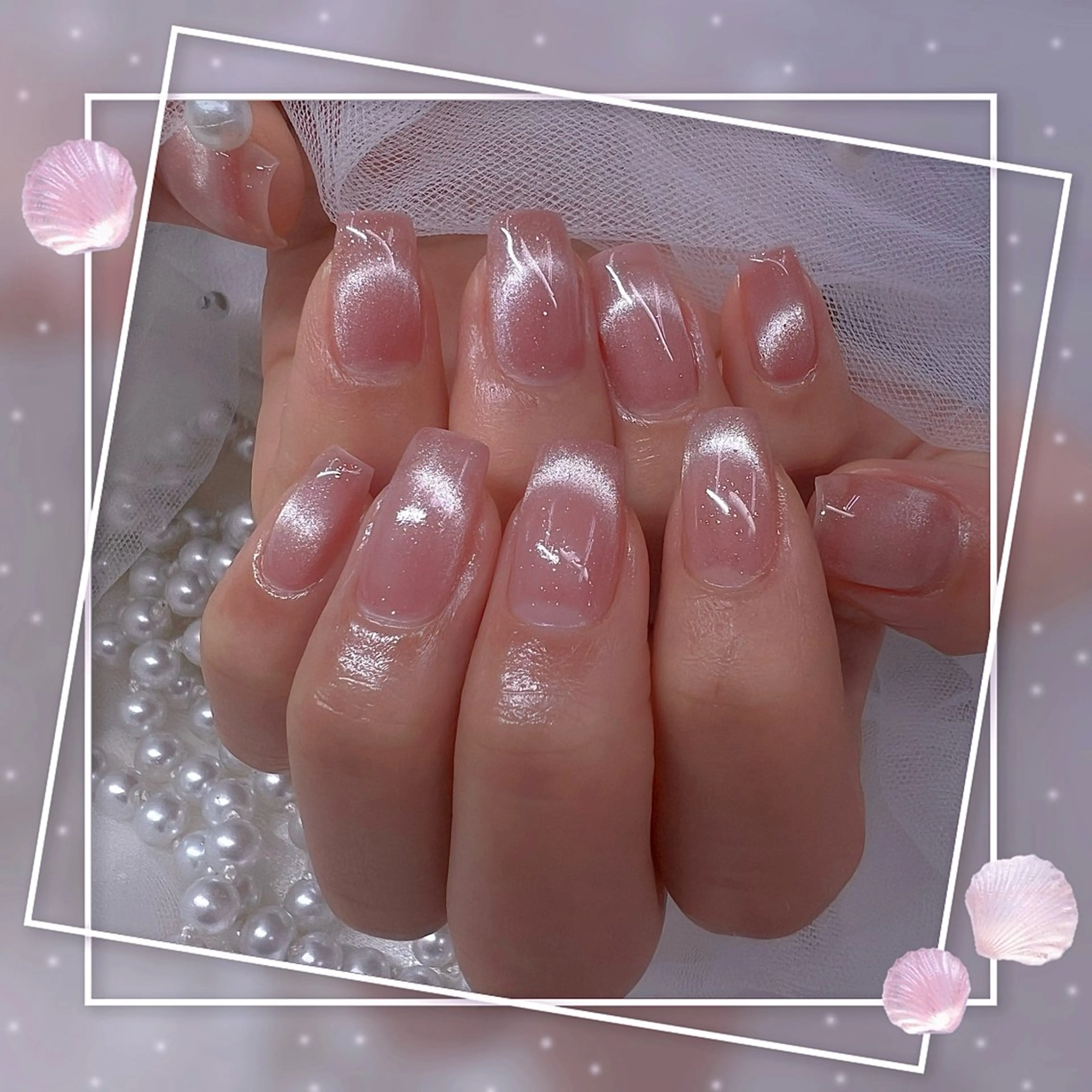 ネイル チークネイル ガーリー グラデーション マグネットネイル ピンク ハンドネイル ハンドケア Chill Nailsalonのネイルデザイン