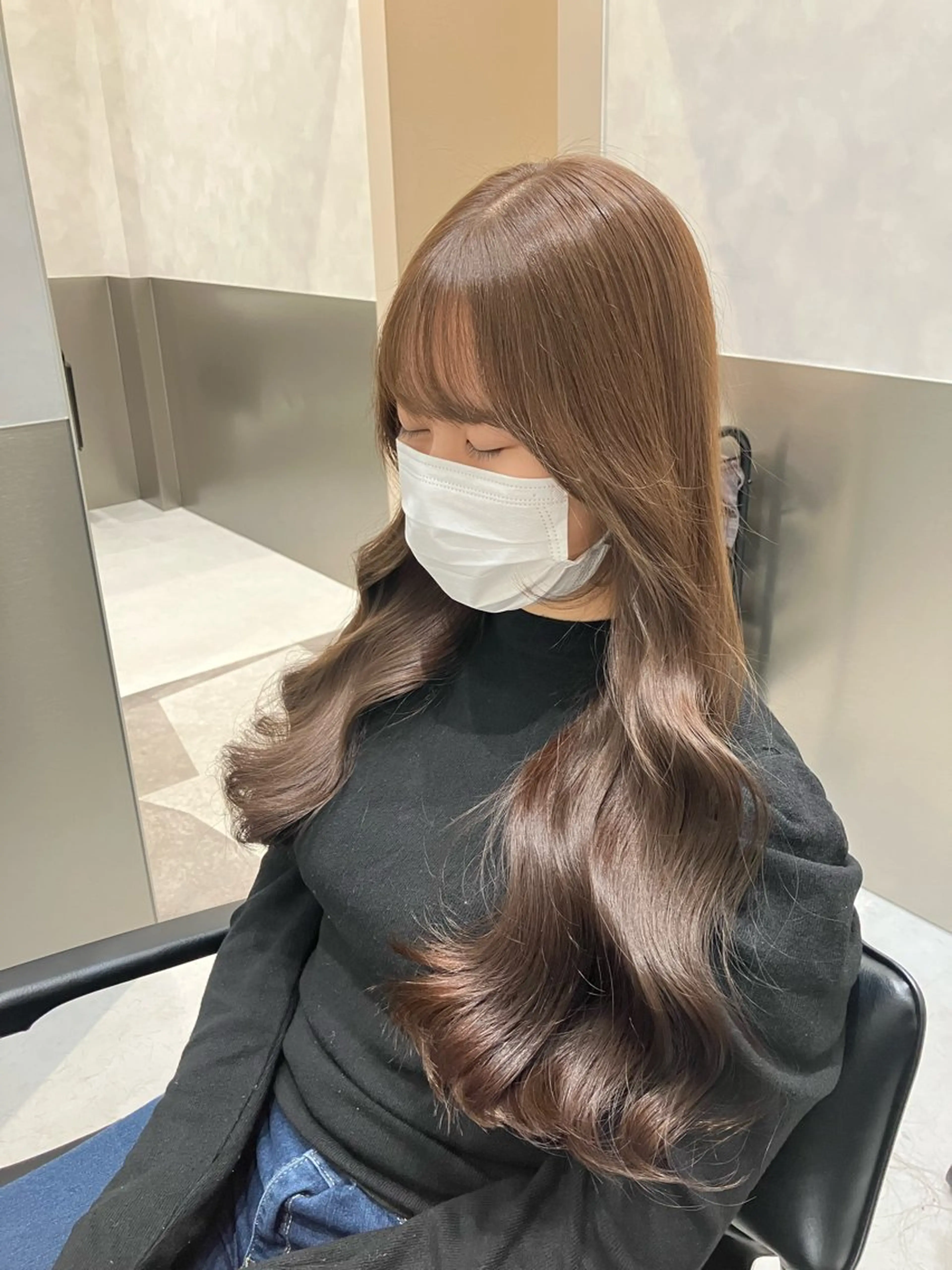 ロング カラー カット ヘアカラー トリートメント 💖ブリーチなし透明 感💖ASAHIのヘアスタイル