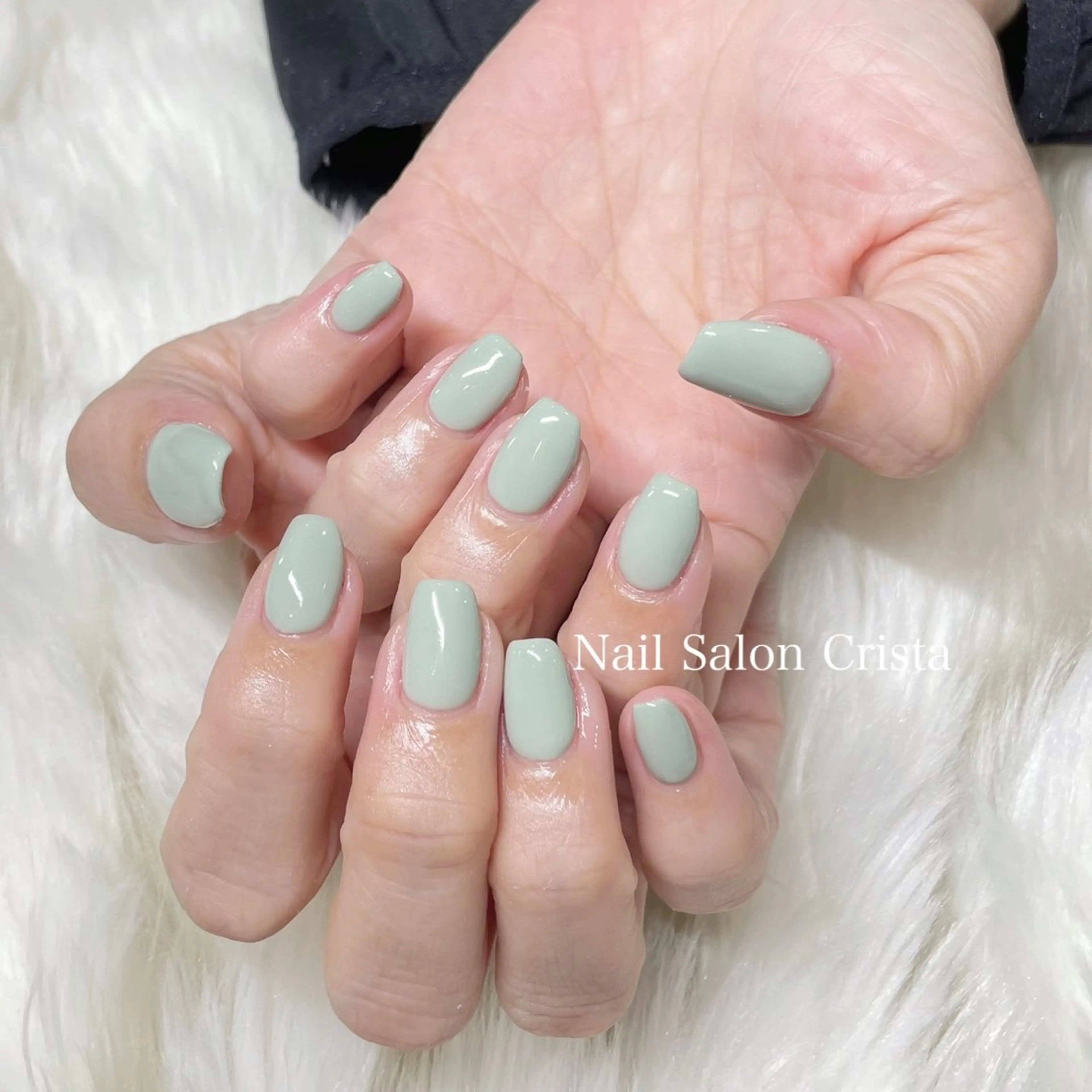 ネイル ジェルネイル グリーン パラジェル ハンドネイル CRISTA MOMOのネイルデザイン