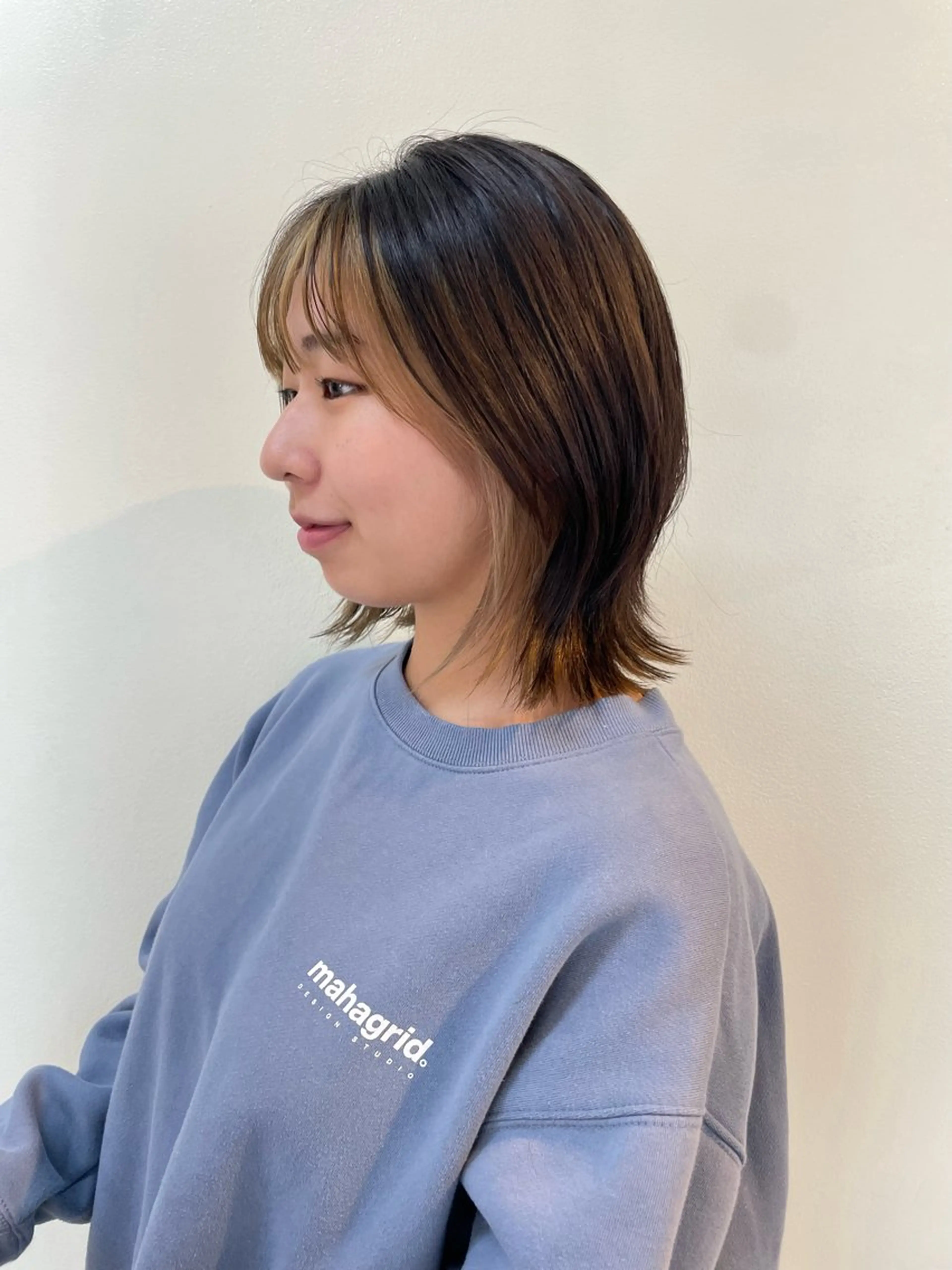 ミディアム カラー ボブレイヤー ミストバング  フェイスフレーミング ボブ レイヤーカット SAUT銀座所属・石川玲菜/ 髪質改善ボブ/メンズのヘアスタイル