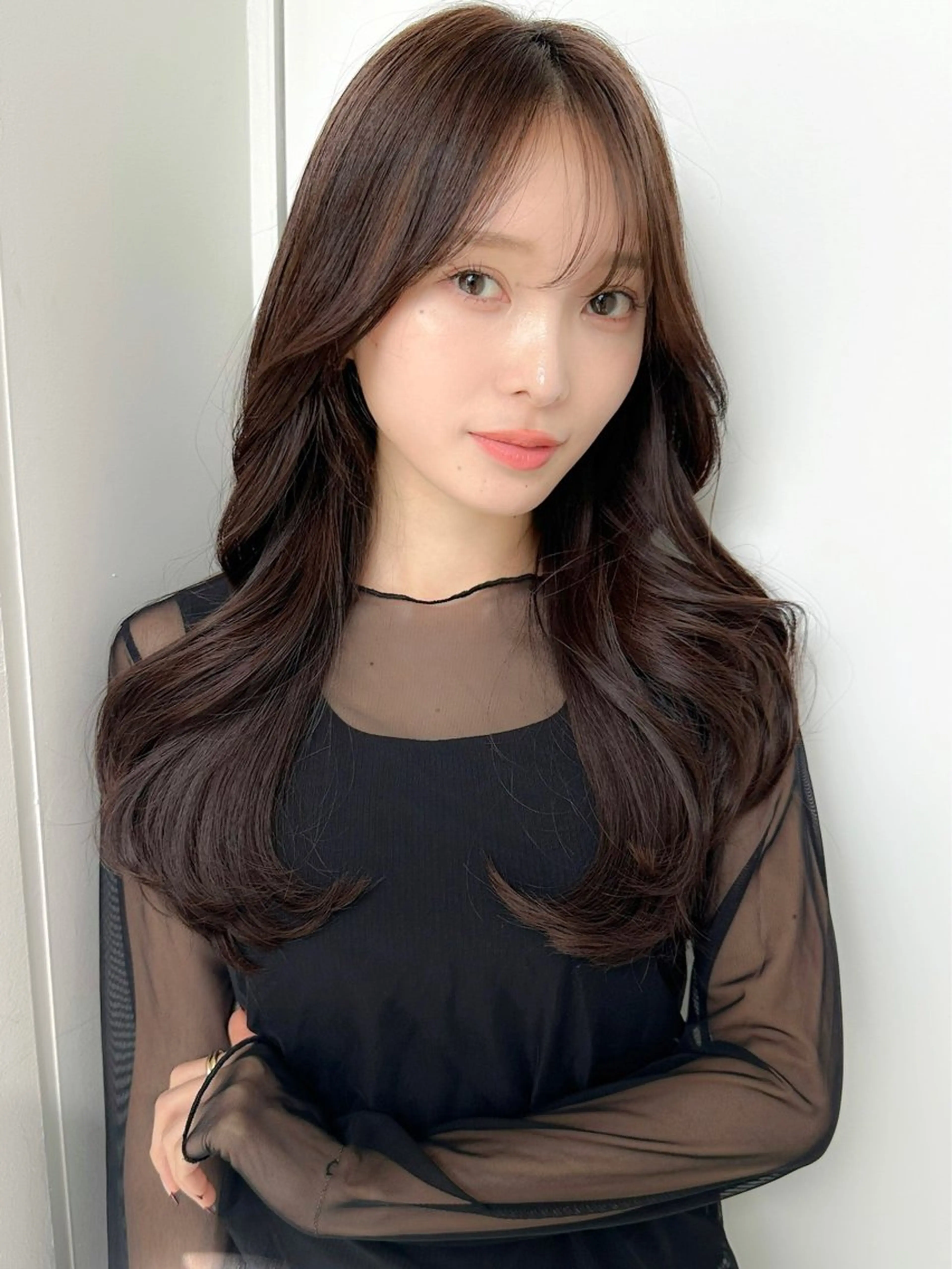 セミロング カラー ダブルカラー ハイライトカラー ハイライト 髪質改善 韓国風ヘア カット トリートメント 新宿/韓国風レイヤー 髪質改善/渋谷直樹のヘアスタイル