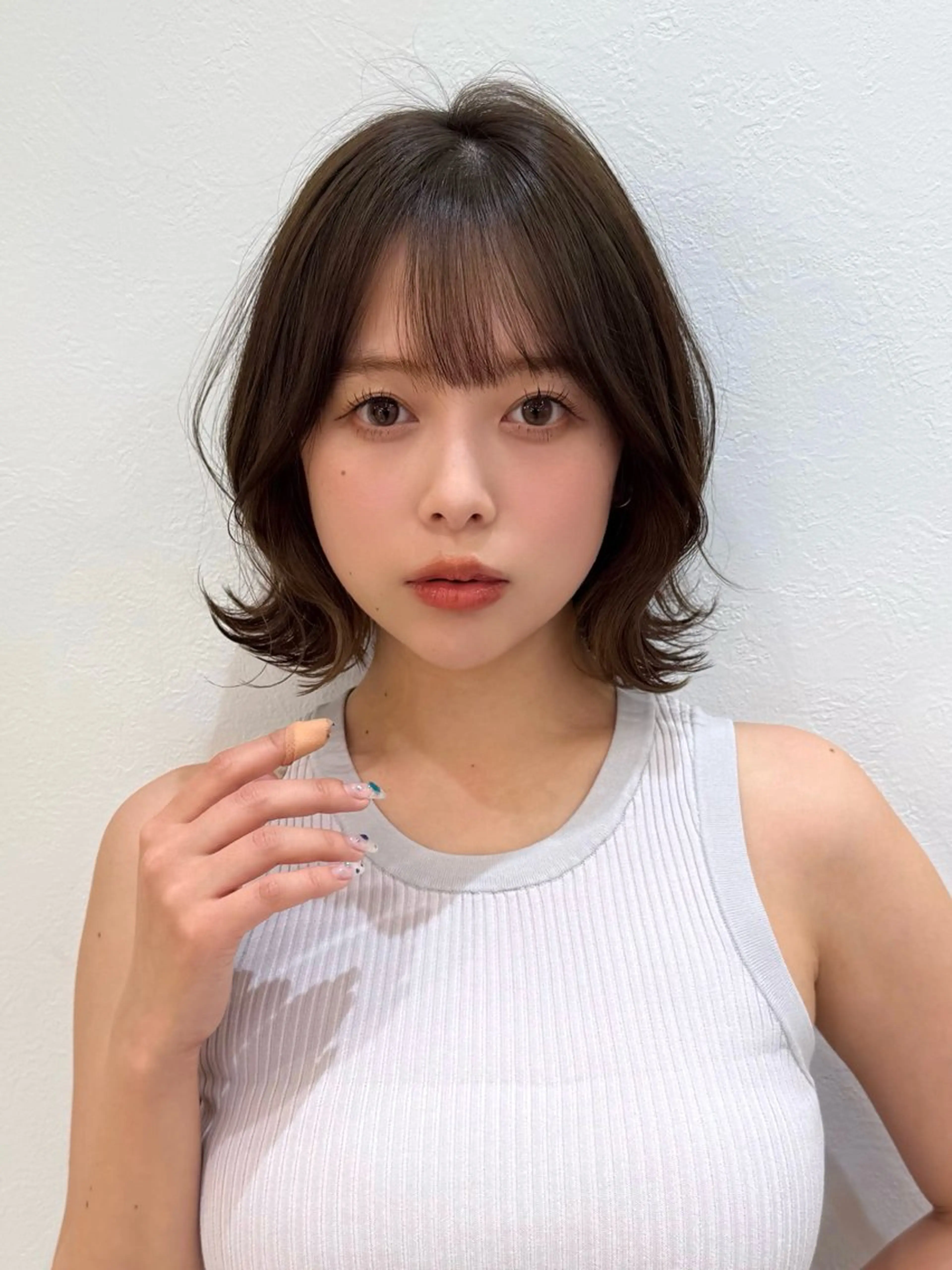 ミディアム カット ヘアカラー トリートメント 新宿/髪質改善/ボブ 韓国レイヤー大重聖斗のヘアスタイル