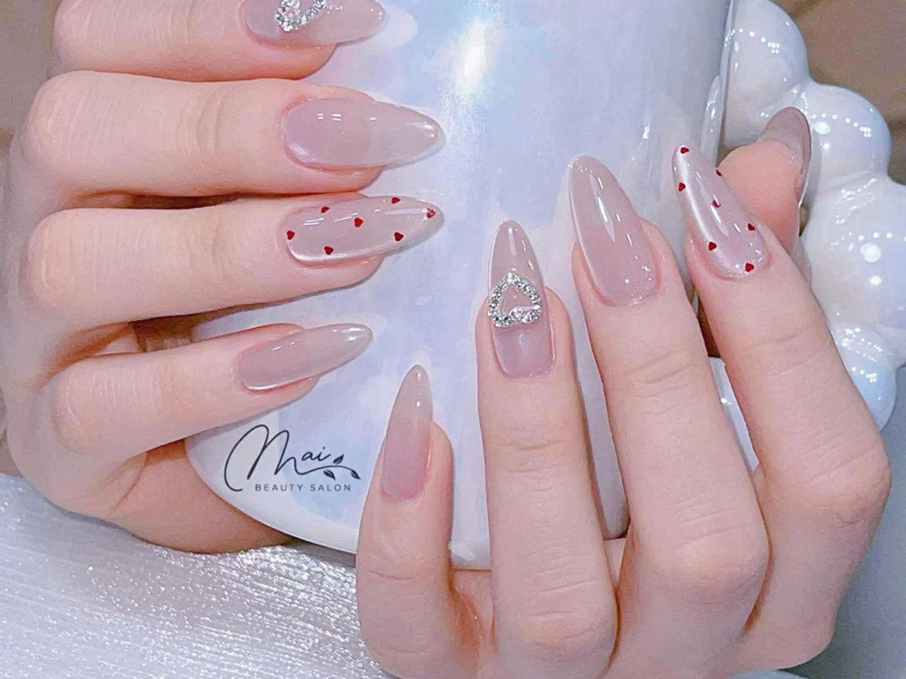 ネイル チークネイル クリアネイル フラッシュネイル フレンチネイル ハート MaiBeauty HaNaのネイルデザイン