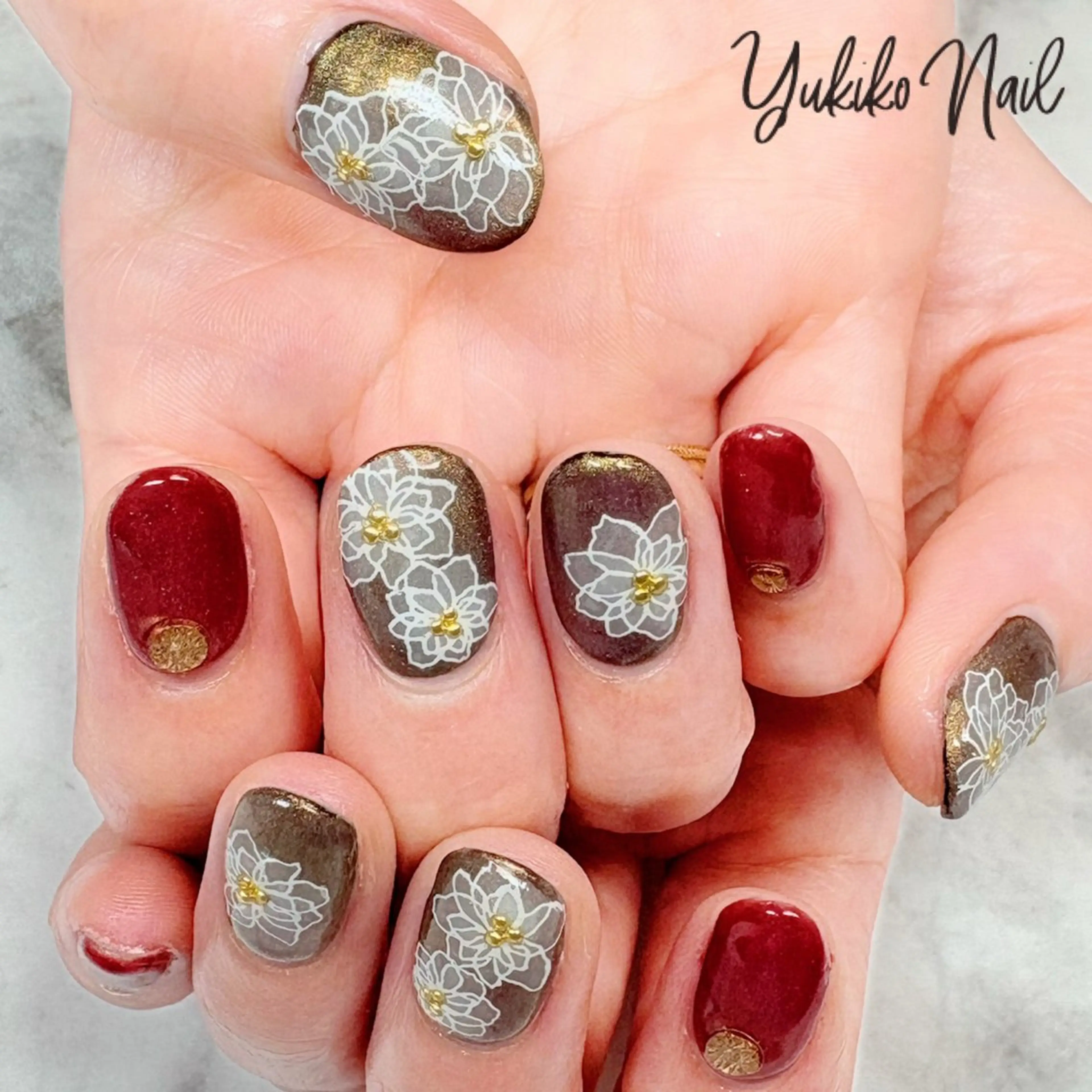 ネイル フラワーネイル マグネットネイル 春ネイル ハンドネイル ユキコ ネイルのネイルデザイン