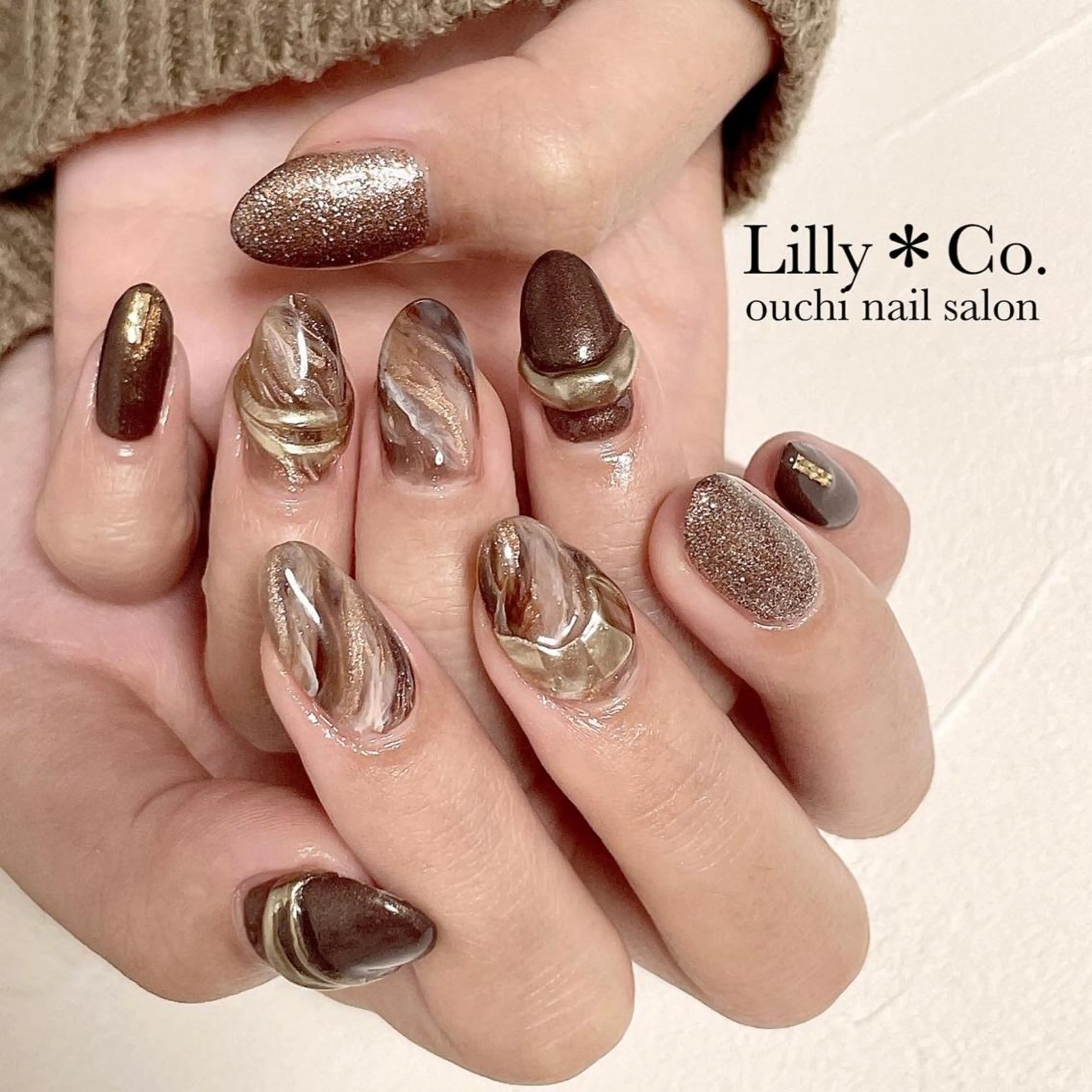 ネイル ラメ(グリッター) ピンク ハンドネイル ハンドケア Lilly Co.のネイルデザイン