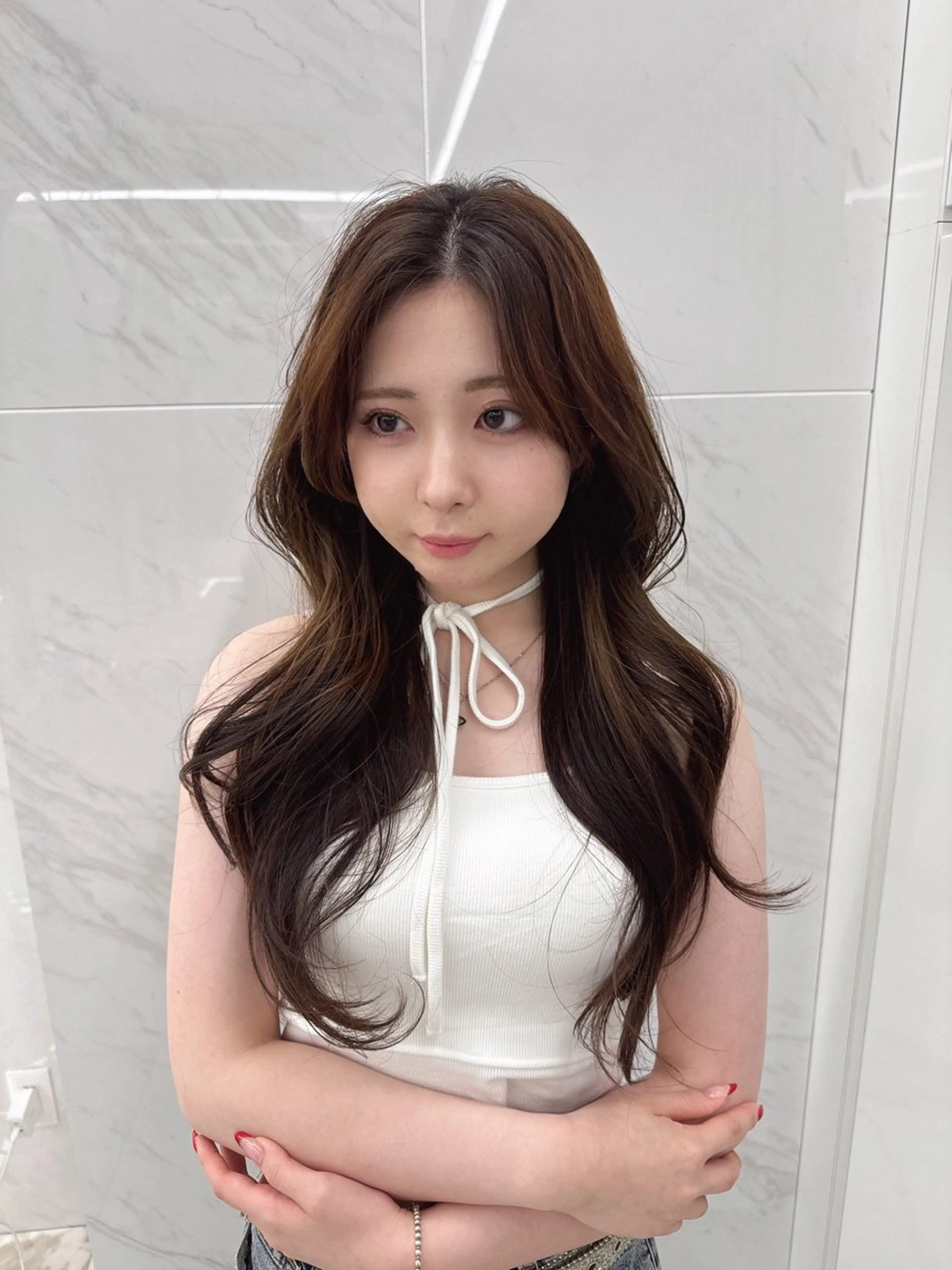 ロング のり🐼顔まわり/ 韓国/レイヤーカットのヘアスタイル