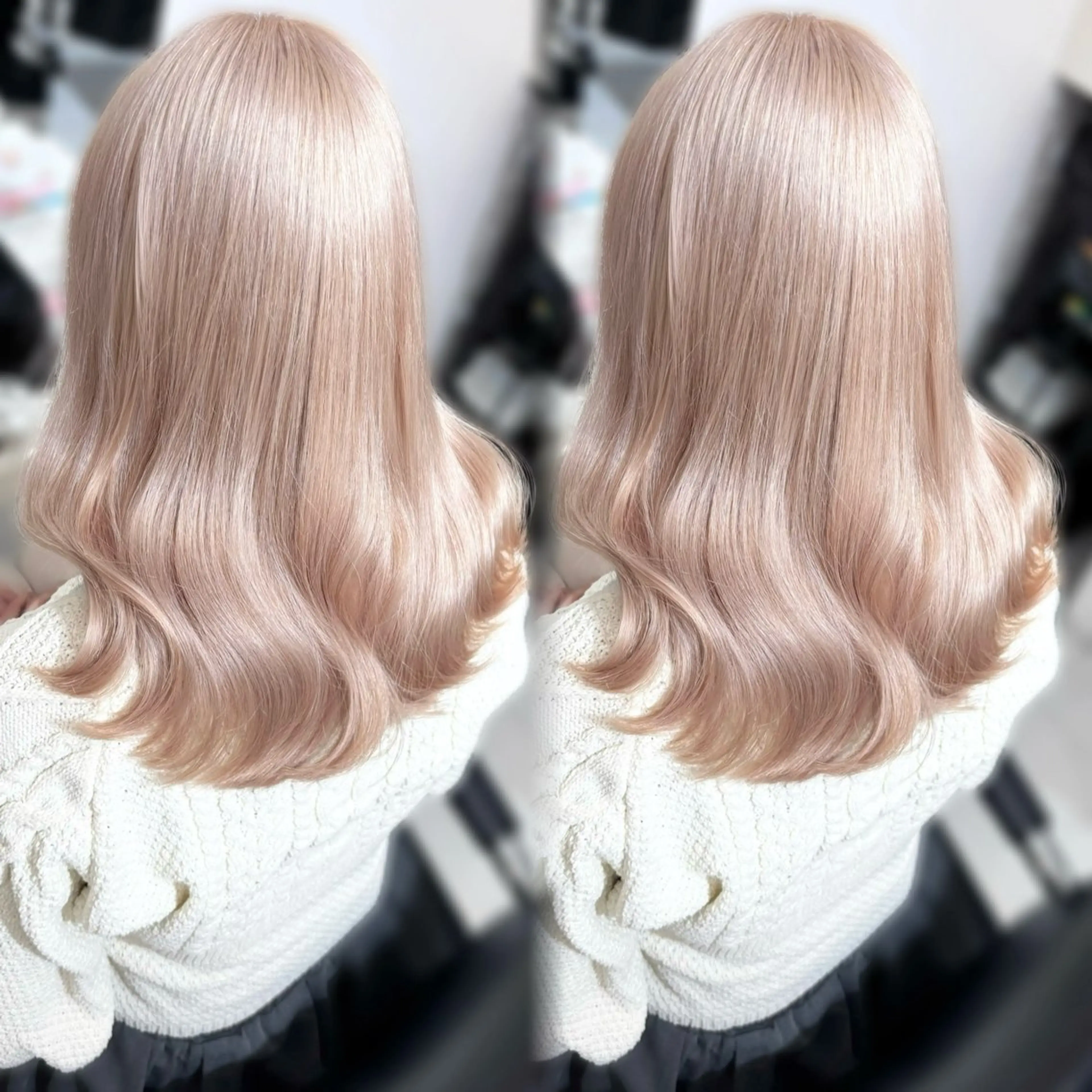 セミロング カラー ブリーチ ハイトーンカラー カット ヘアカラー トリートメント 盛れる顔周り🤍渋谷 Risa🎀のヘアスタイル