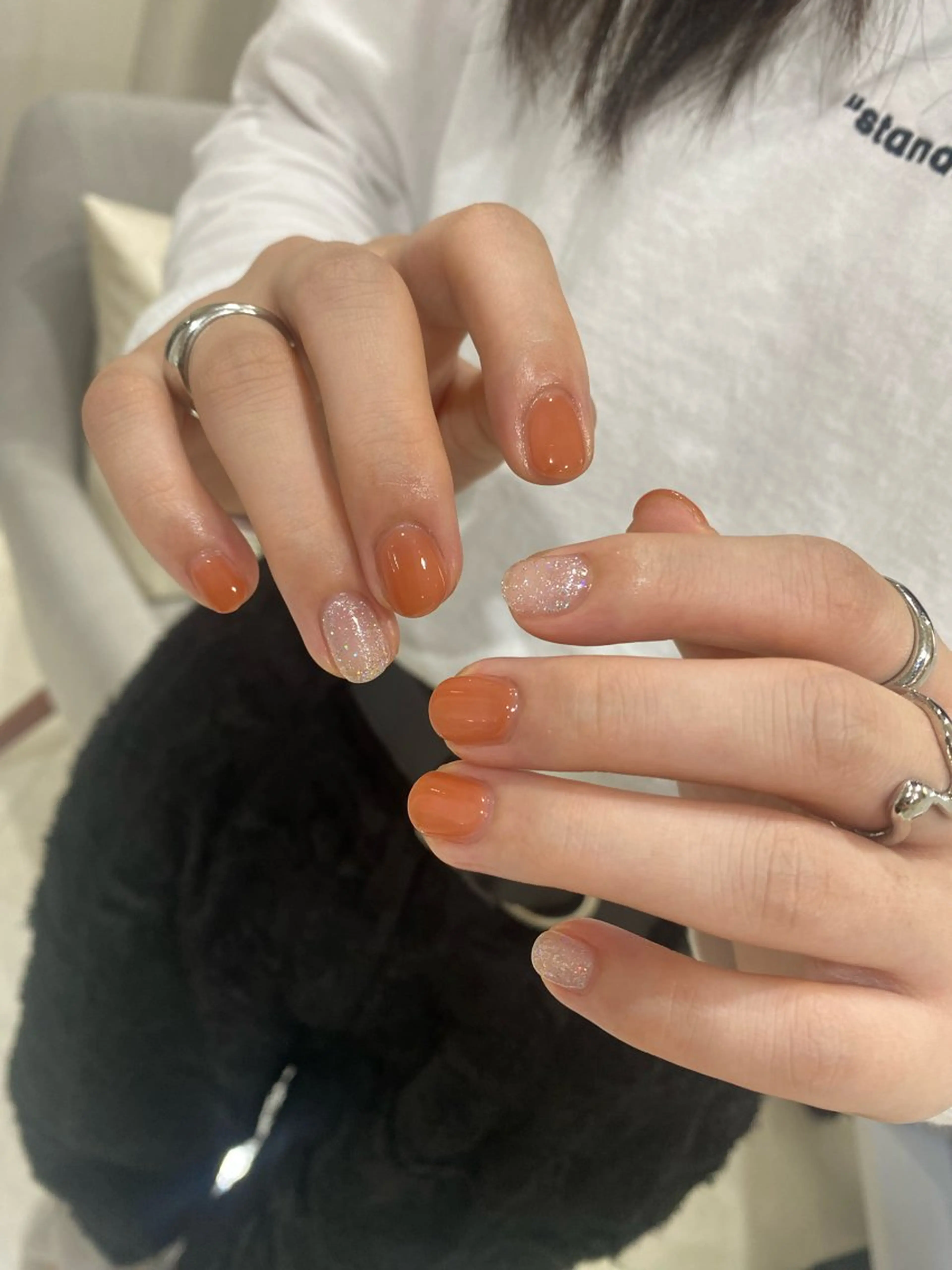 ネイル フラッシュネイル フレンチネイル ジェルネイル グラデーション ラメ(グリッター) ハンドネイル ハンドケア REILLY.　private nail salon所属・Marina 《REILLY.》のネイルデザイン