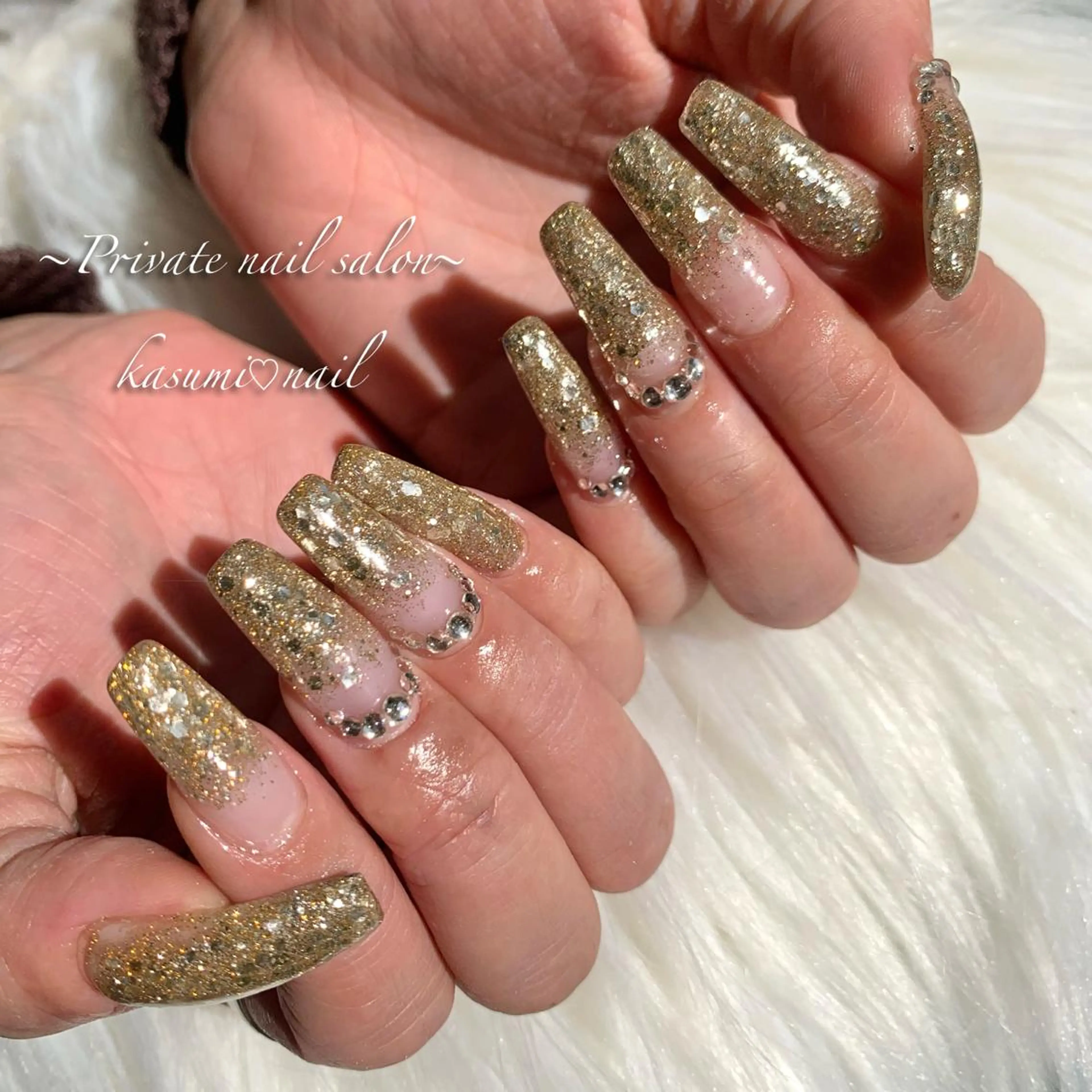 ネイル アートネイル ラメ(グリッター) マグネットネイル ミラーネイル 持ち込み KASUMI♡ Nailのネイルデザイン