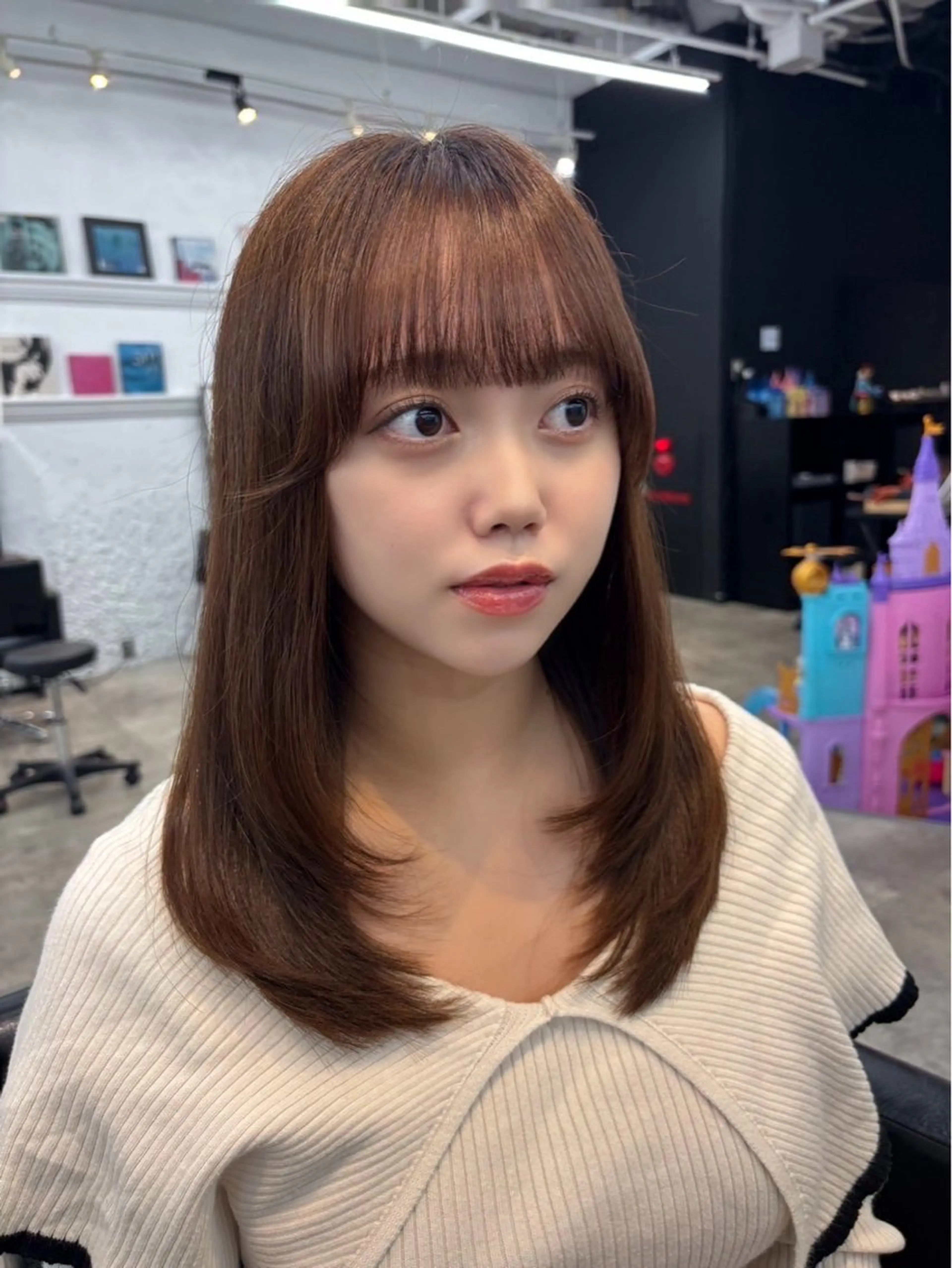 セミロング カラー ヘアアレンジ レイヤーカット 🌱ボブ/レイヤー/ ベージュ/あやみ✨のヘアスタイル