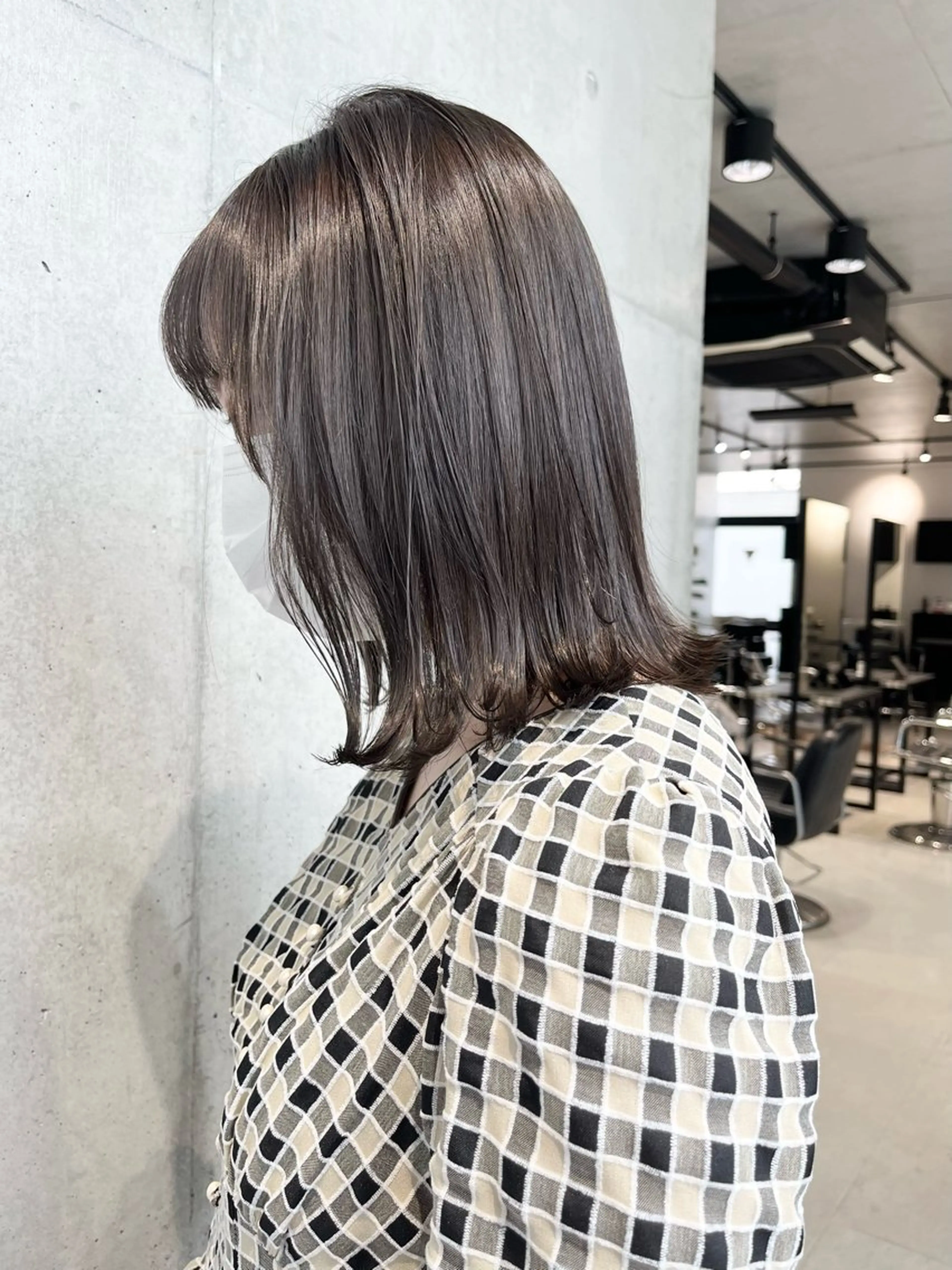 ミディアム カラー パーマ ヘアカラー 透明感/オリーブ/ グレージュ/YUKAのヘアスタイル