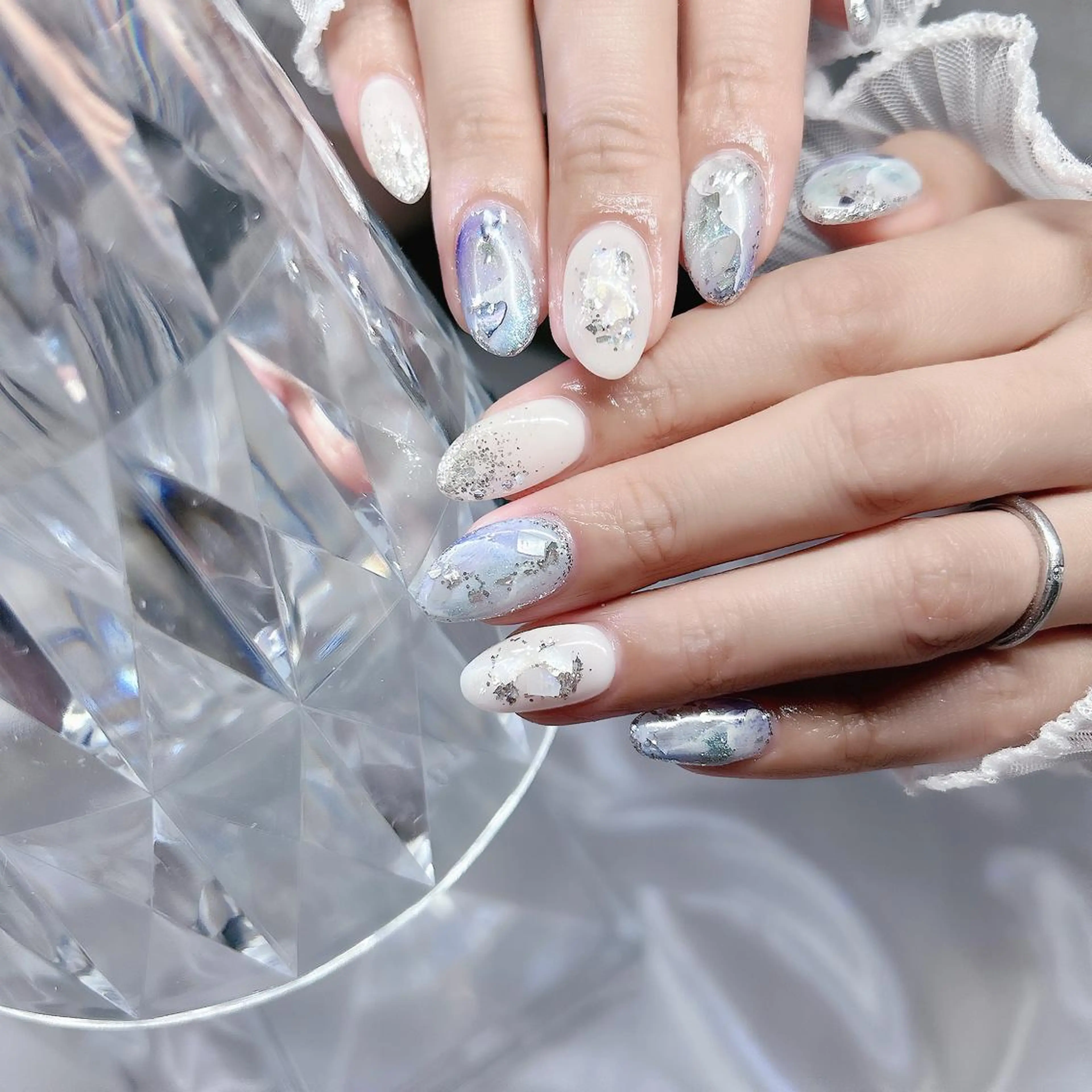 ネイル チークネイル フラッシュネイル フットネイル フレンチネイル キラキラネイル ハンドネイル merci nailのネイルデザイン