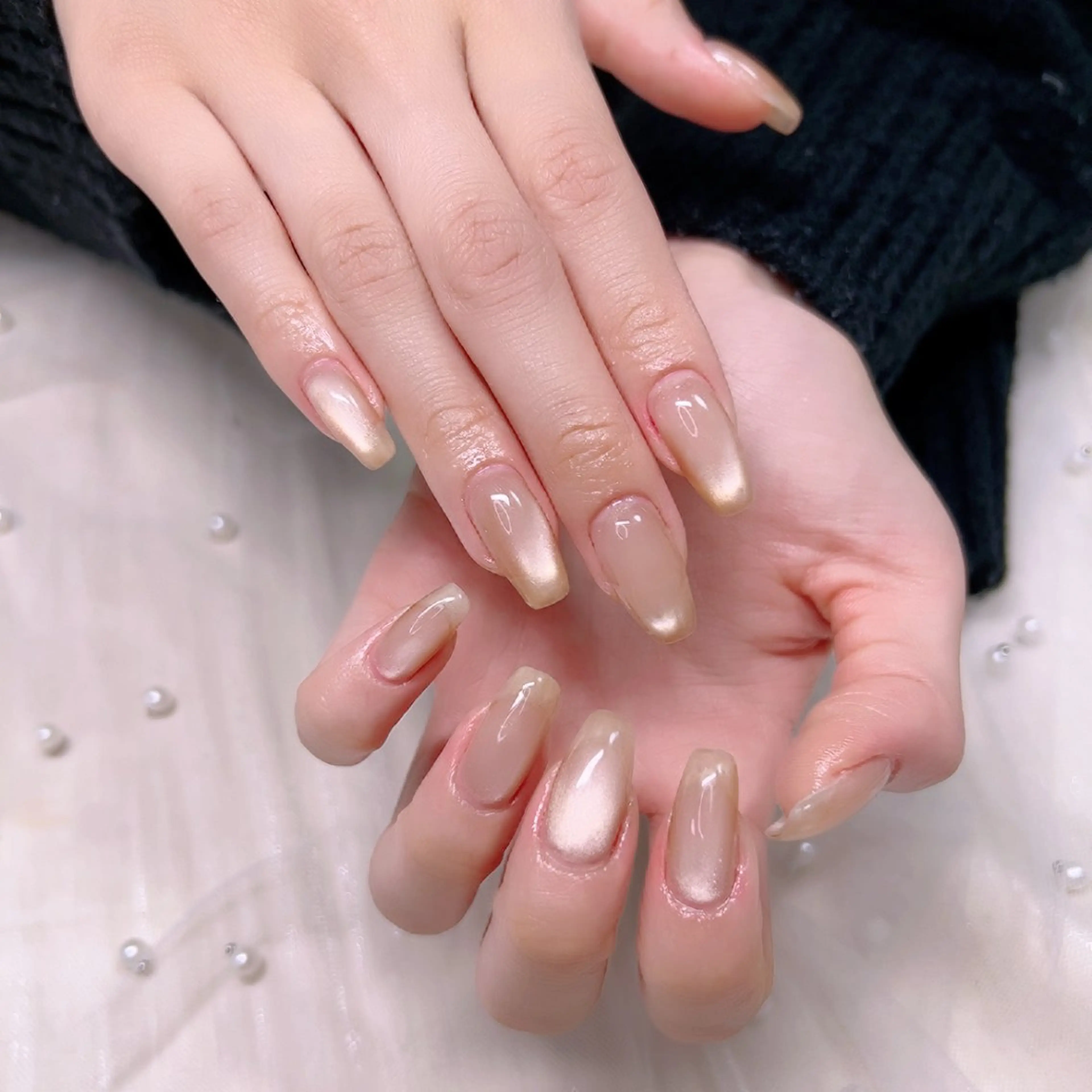 ネイル マグネットネイル オフィスネイル ぷっくりネイル シンプルネイル 冬ネイル ハンドネイル Cute Tips nailのネイルデザイン