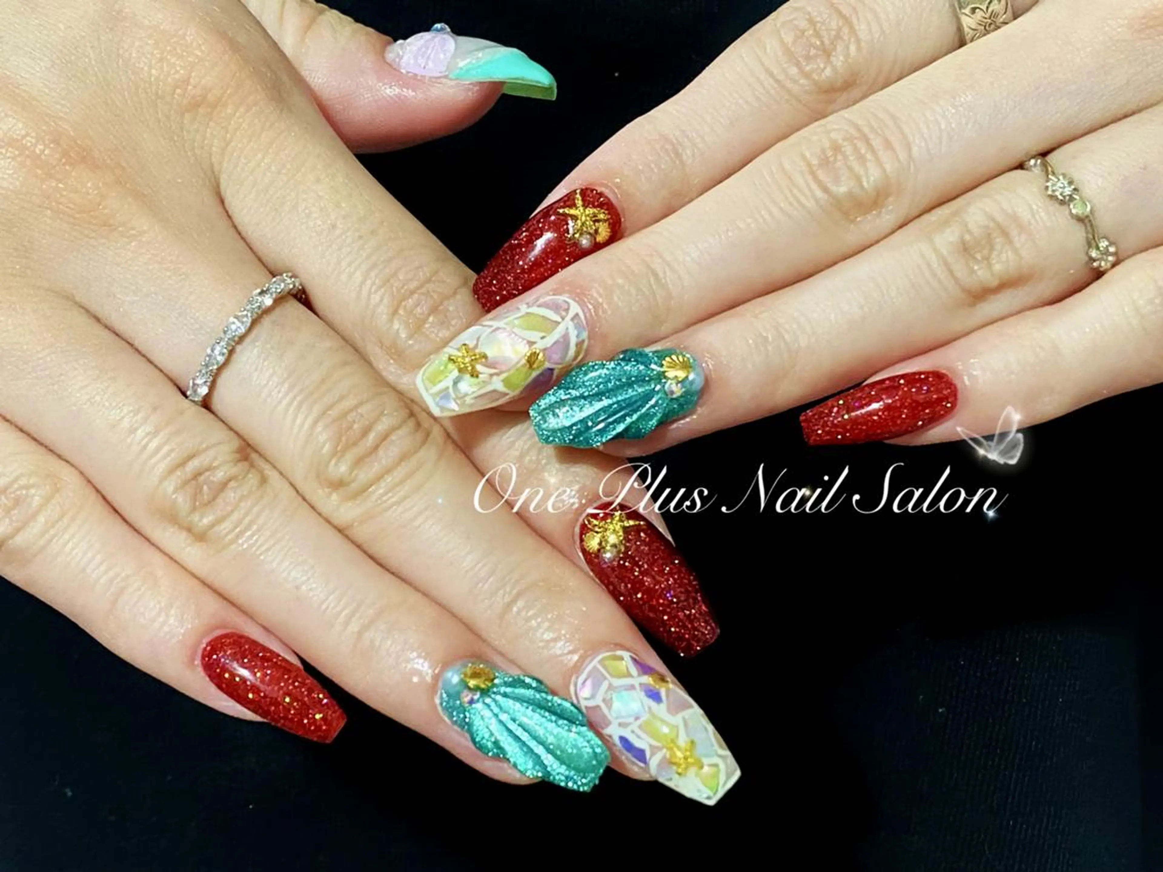 ネイル オーロラネイル 長さ出し フットネイル フレンチネイル ジェルネイル One Plus Nail Salonのネイルデザイン