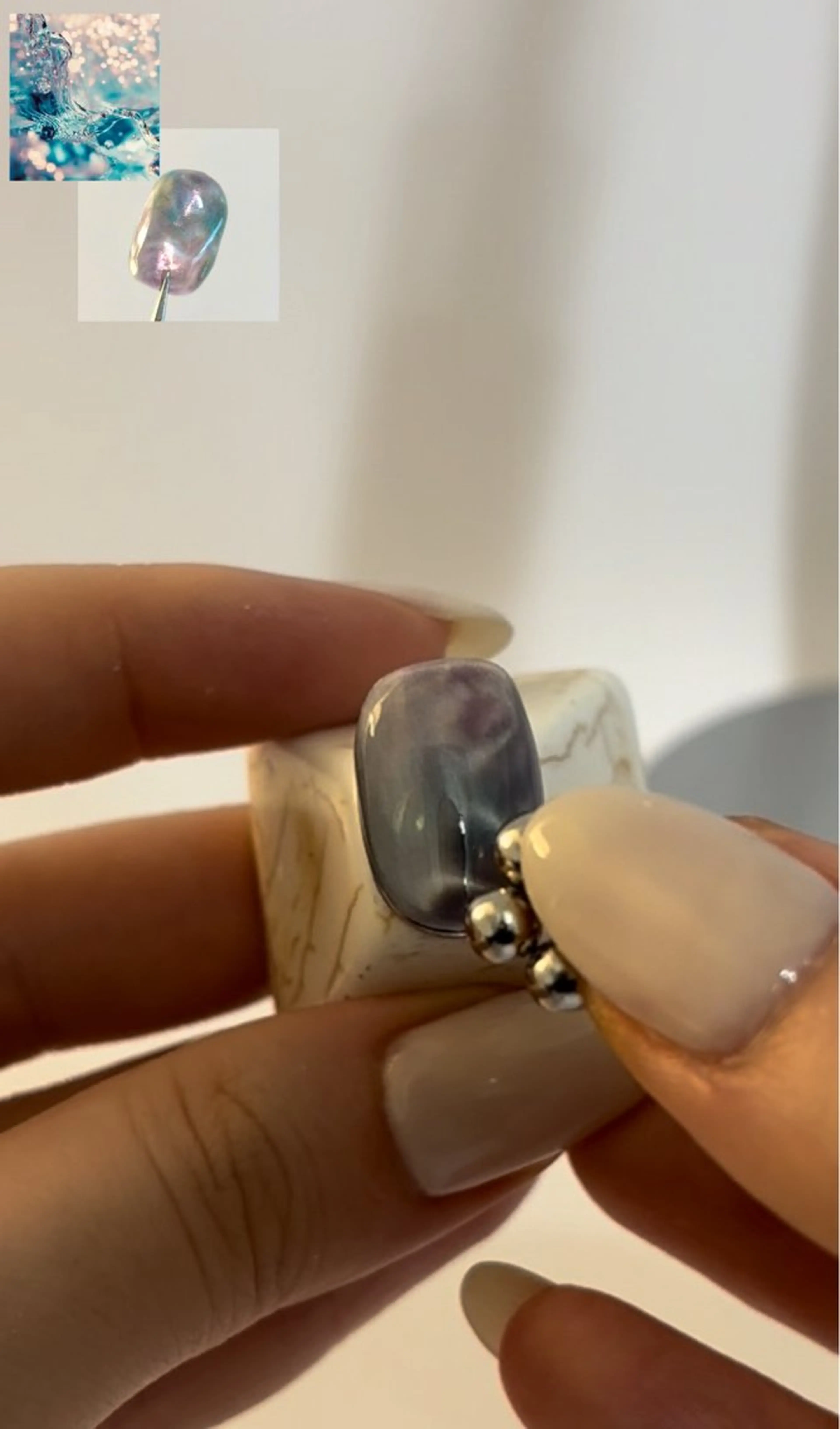 ネイル ブルー パープル ハンドネイル Elio 国泰寺のネイルデザイン