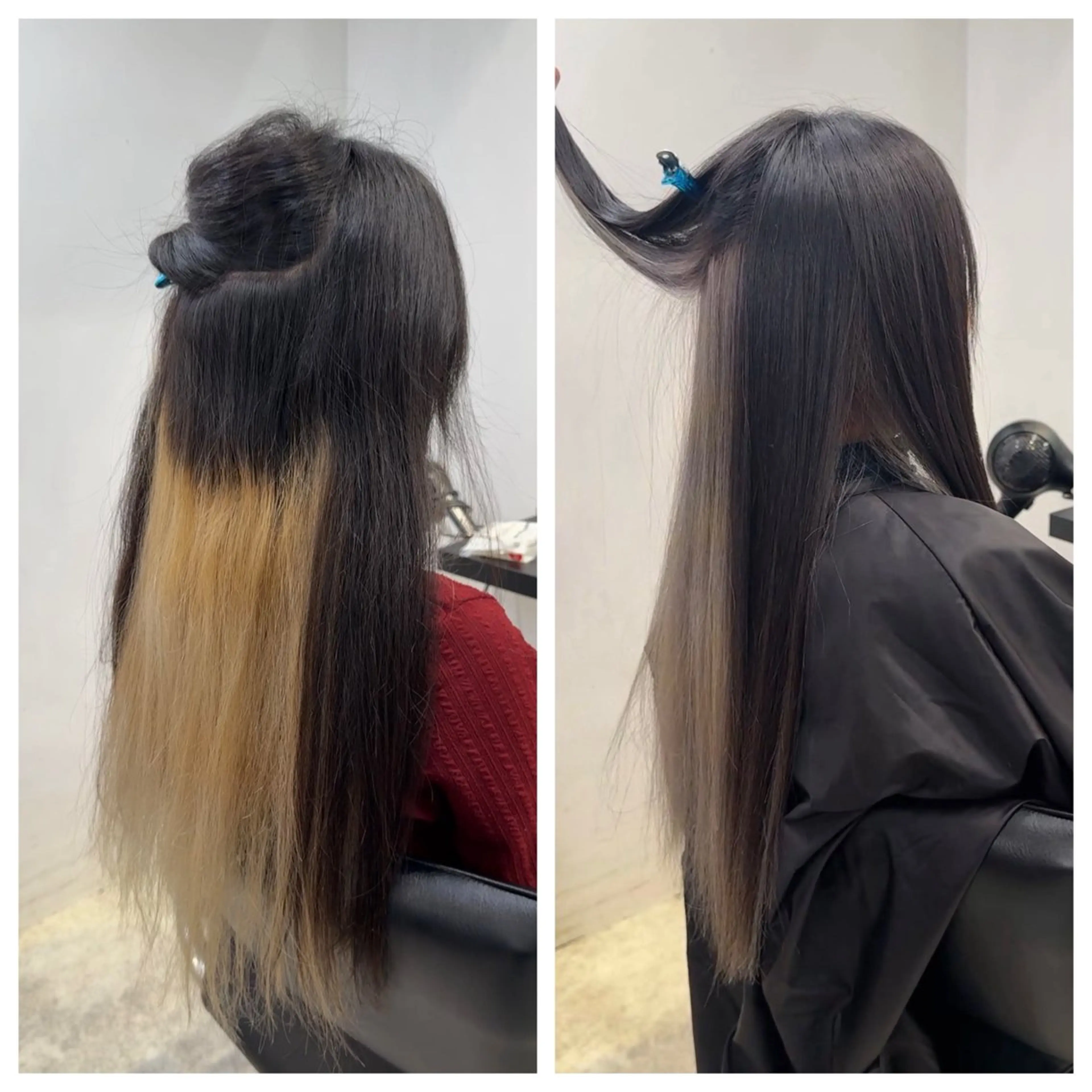 ロング 縮毛矯正 ヘアカラー 縮毛矯正 トリートメント け んブリーチ縮毛矯正のヘアスタイル