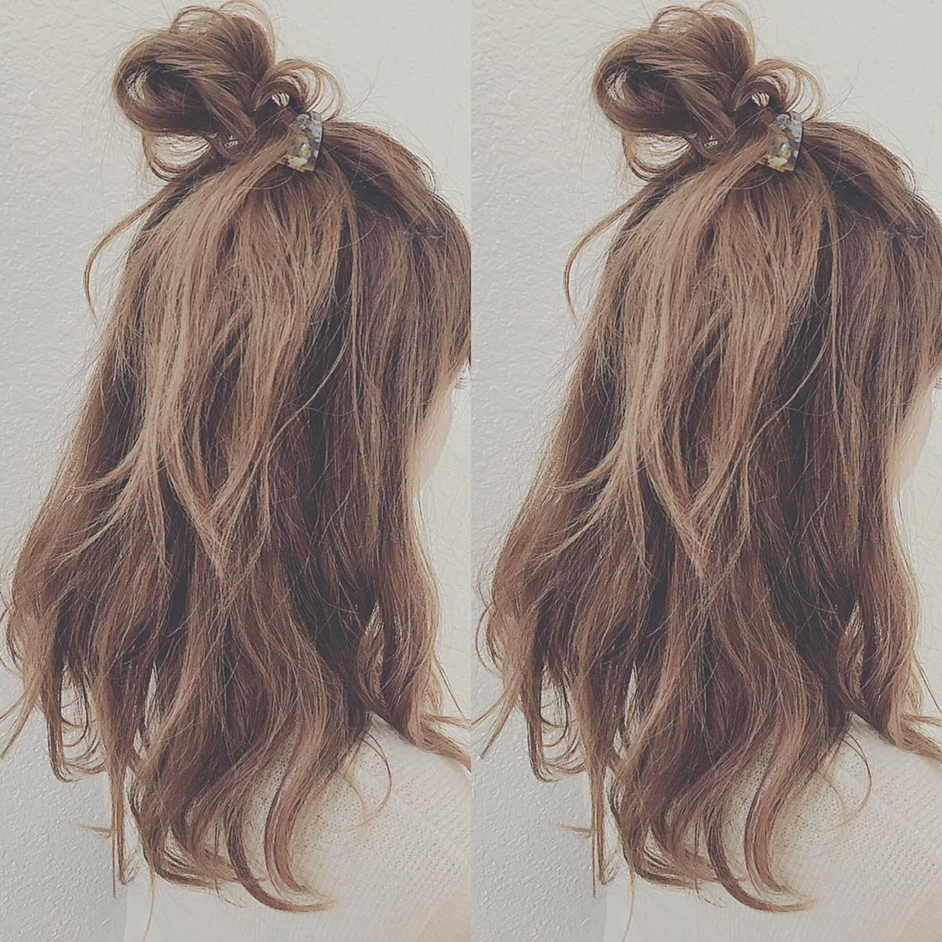 セミロング ヘアアレンジ ハーフアップ お団子ヘア RUMéL 🌙YUIのマツエク・マツパデザイン