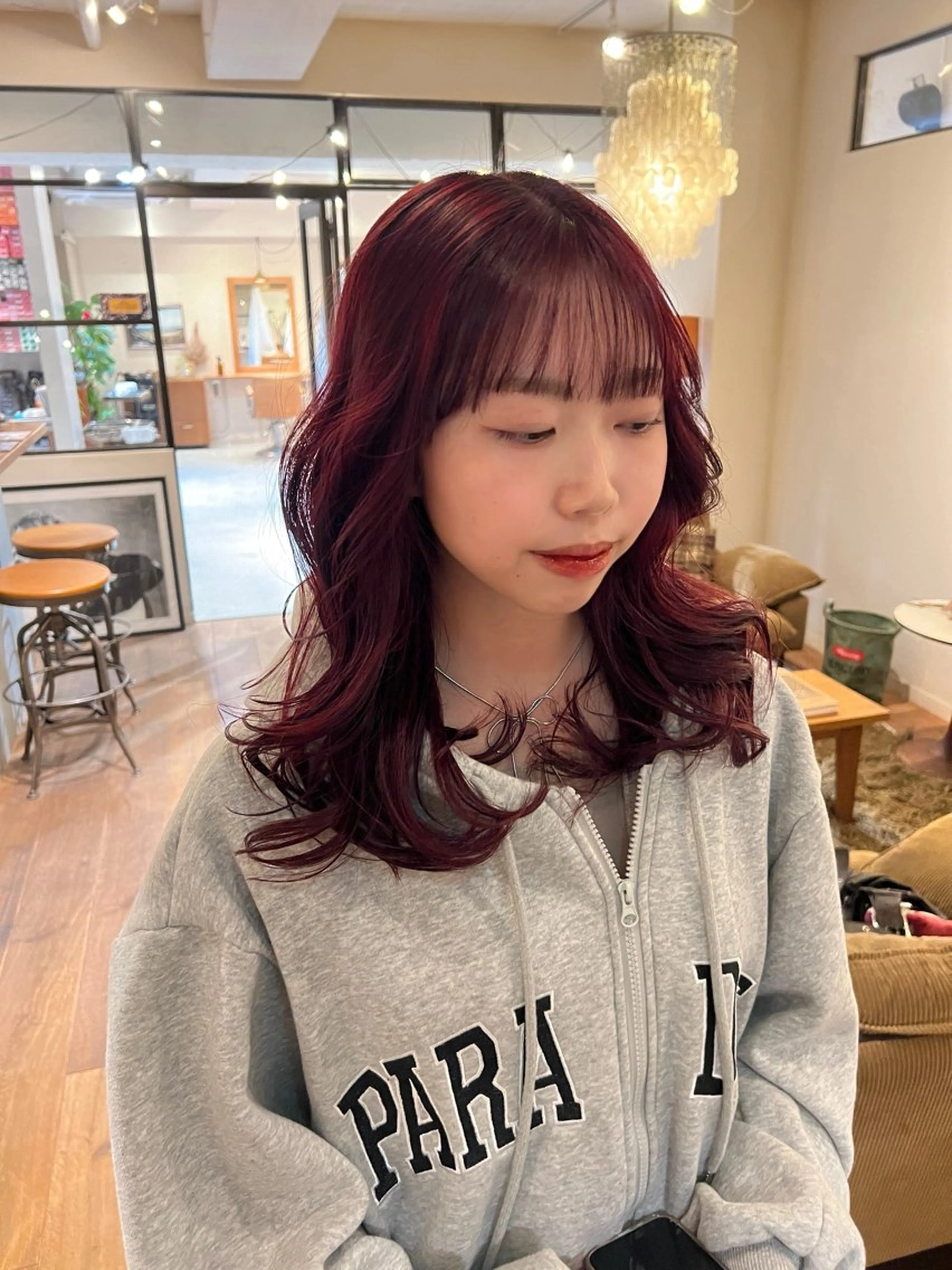 ロング カラー ブリーチ ピンクカラー レッドカラー 韓国風ヘア ロング ヘアカラー drop /Hiroto✩.*のヘアスタイル