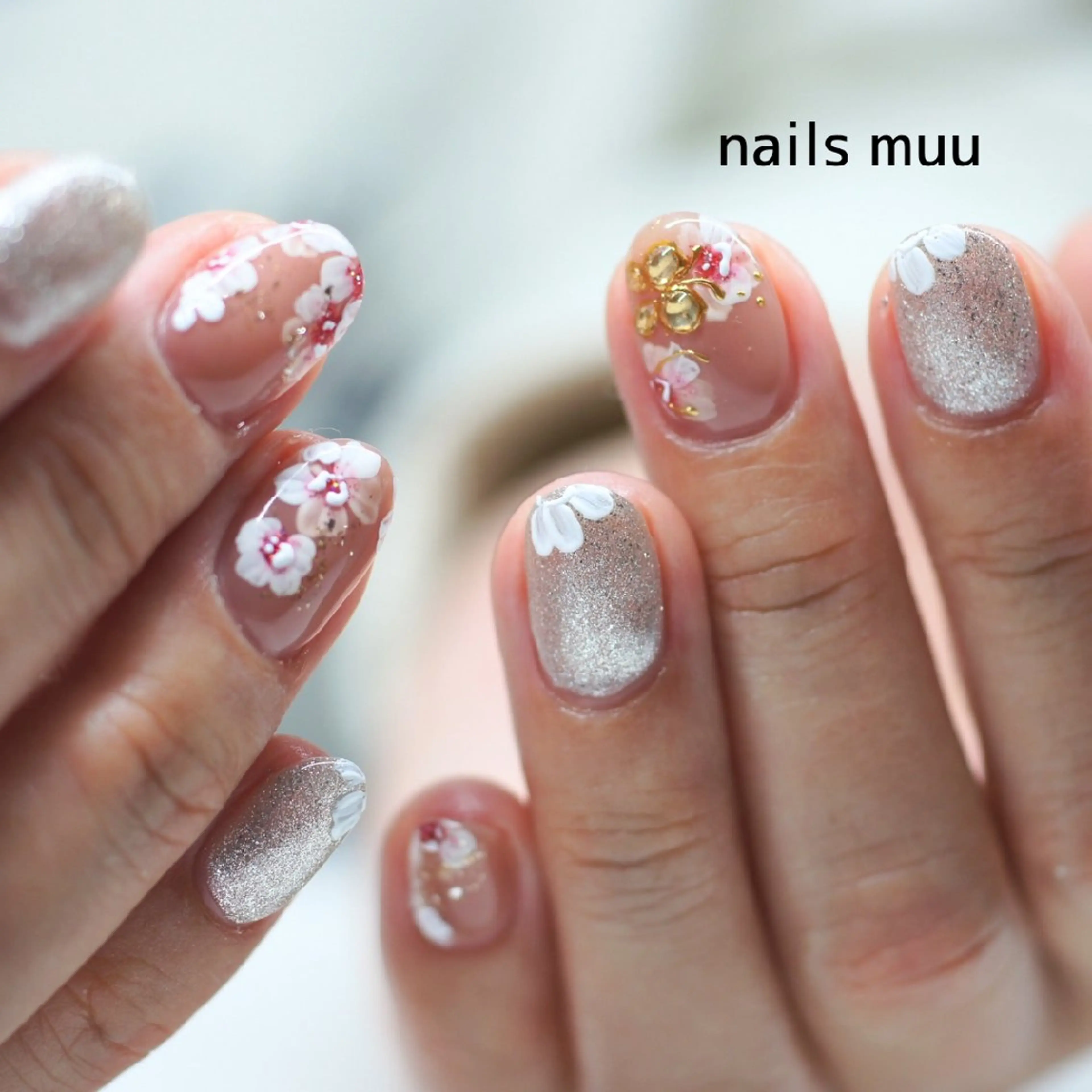 ネイル 桜ネイル 春ネイル ハンドネイル nails muu まゆのネイルデザイン