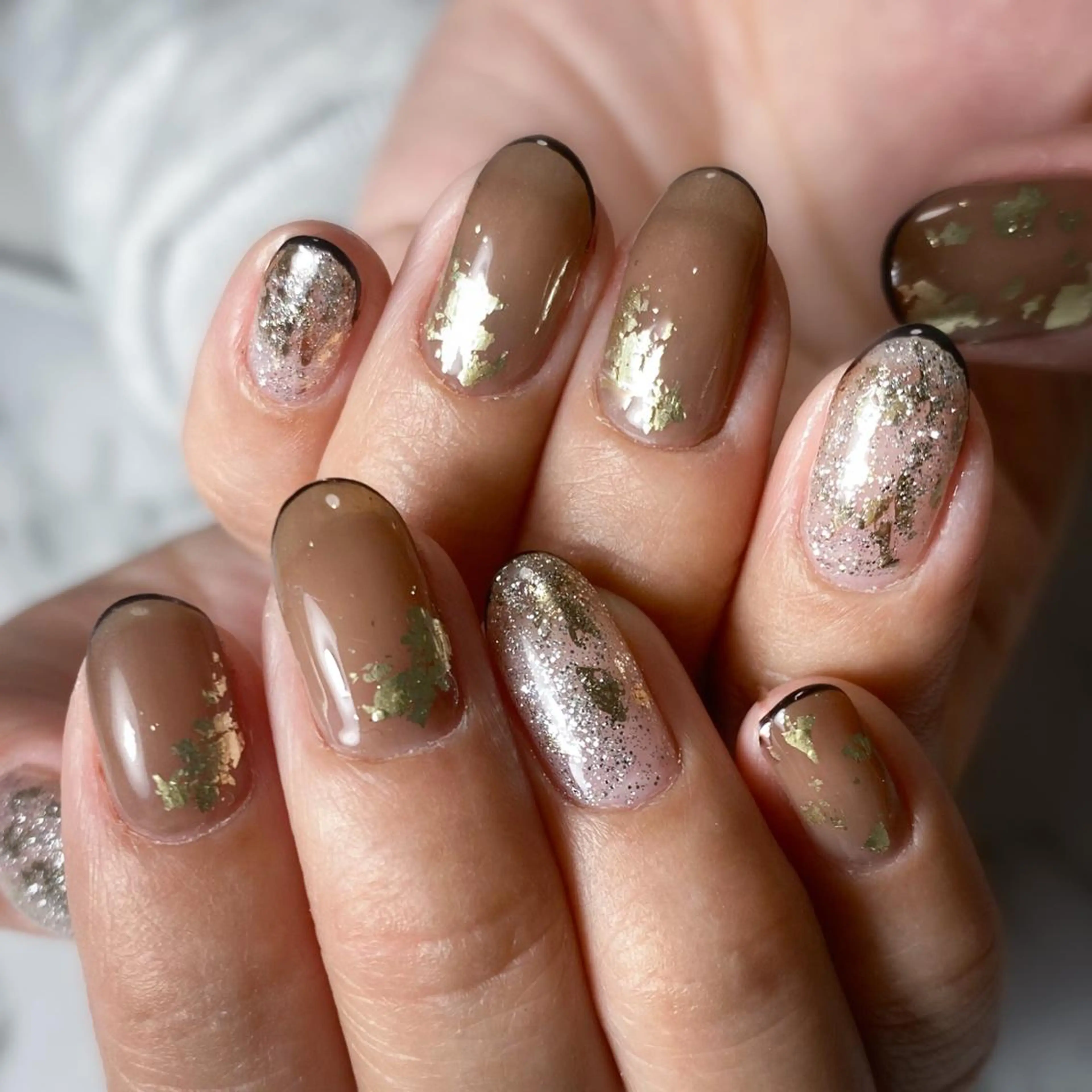 ネイル ブラウン &.nail/ ニュアンス/持込み可のネイルデザイン