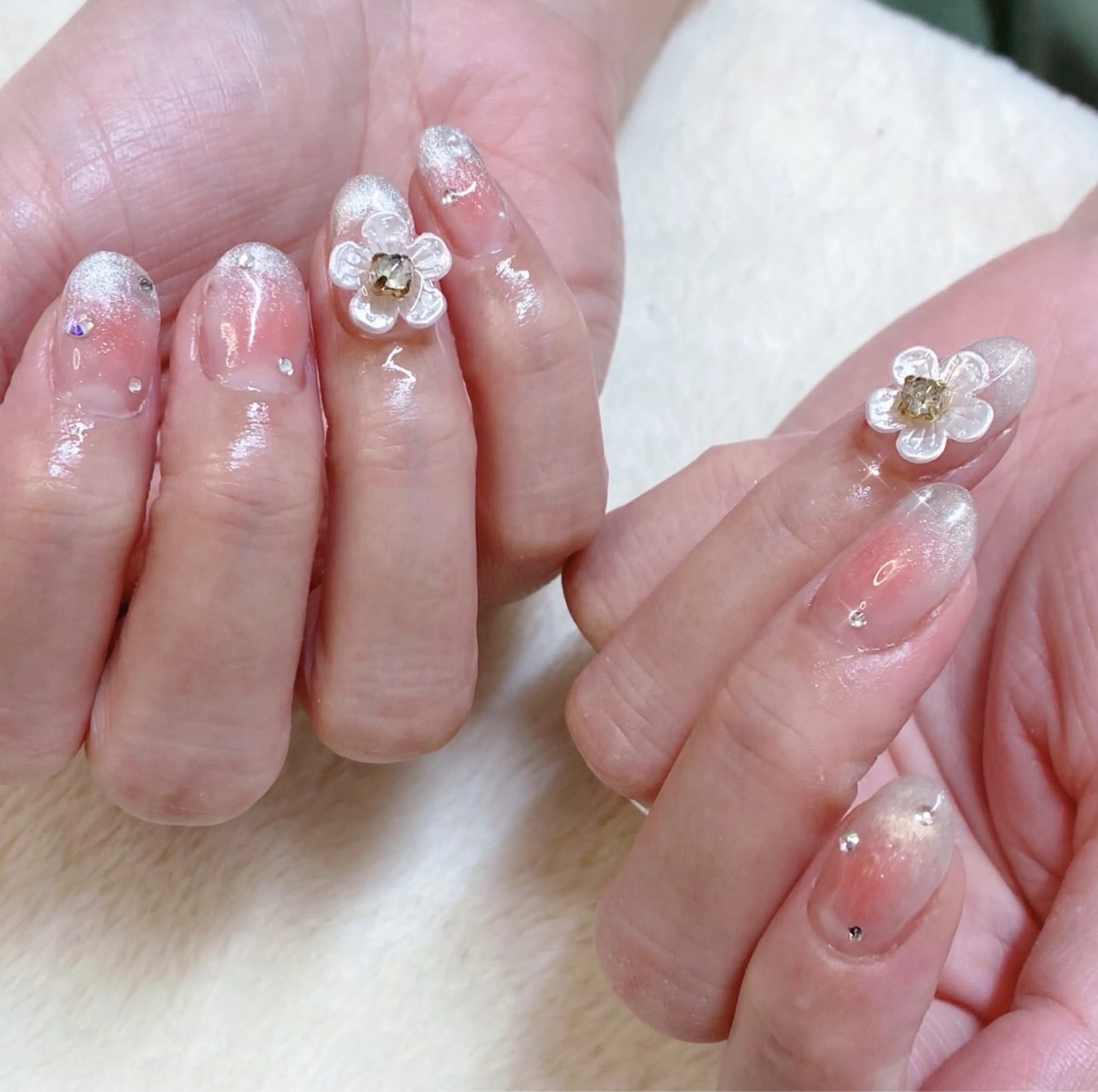 ネイル チークネイル 成人式 フレンチネイル ジェルネイル ガラスフレンチ 大門浜松町 ネイルのネイルデザイン