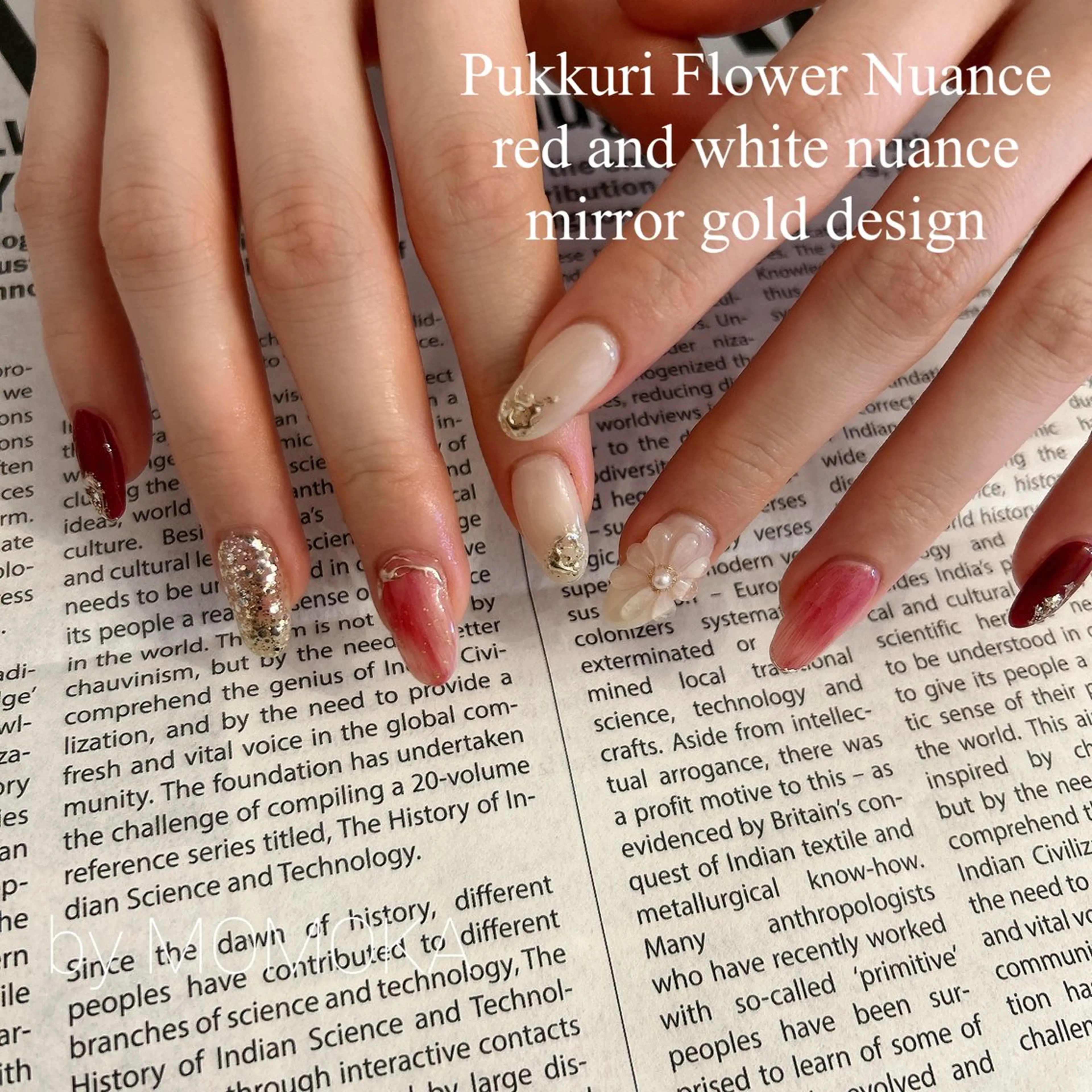 ネイル フラワーネイル ぷっくりネイル ハンドネイル Momo nailsalonのネイルデザイン