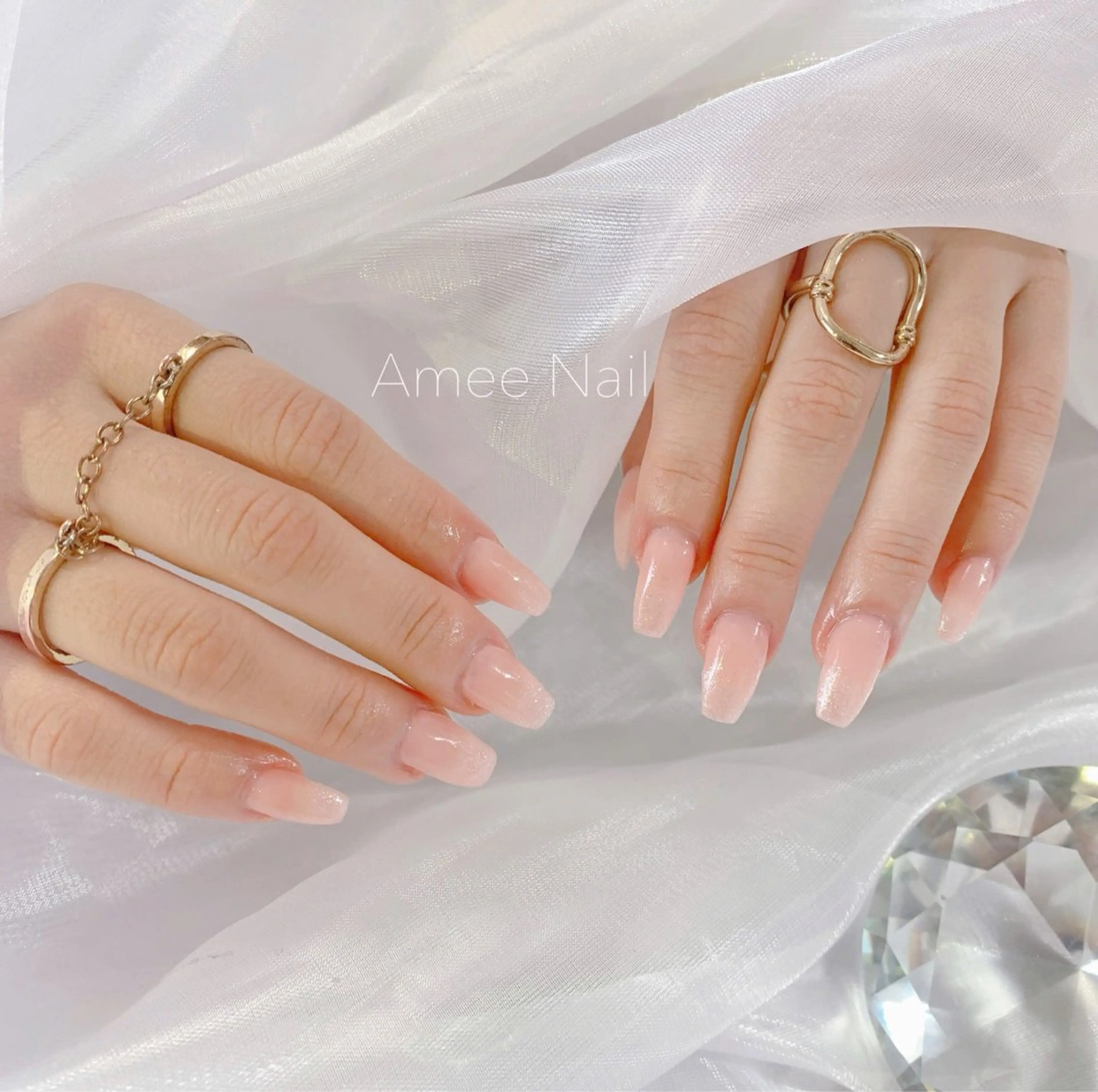 ネイル オーロラネイル クリアネイル フラッシュネイル ジェルネイル グラデーション ハンドネイル Amee Nail Salonのネイルデザイン