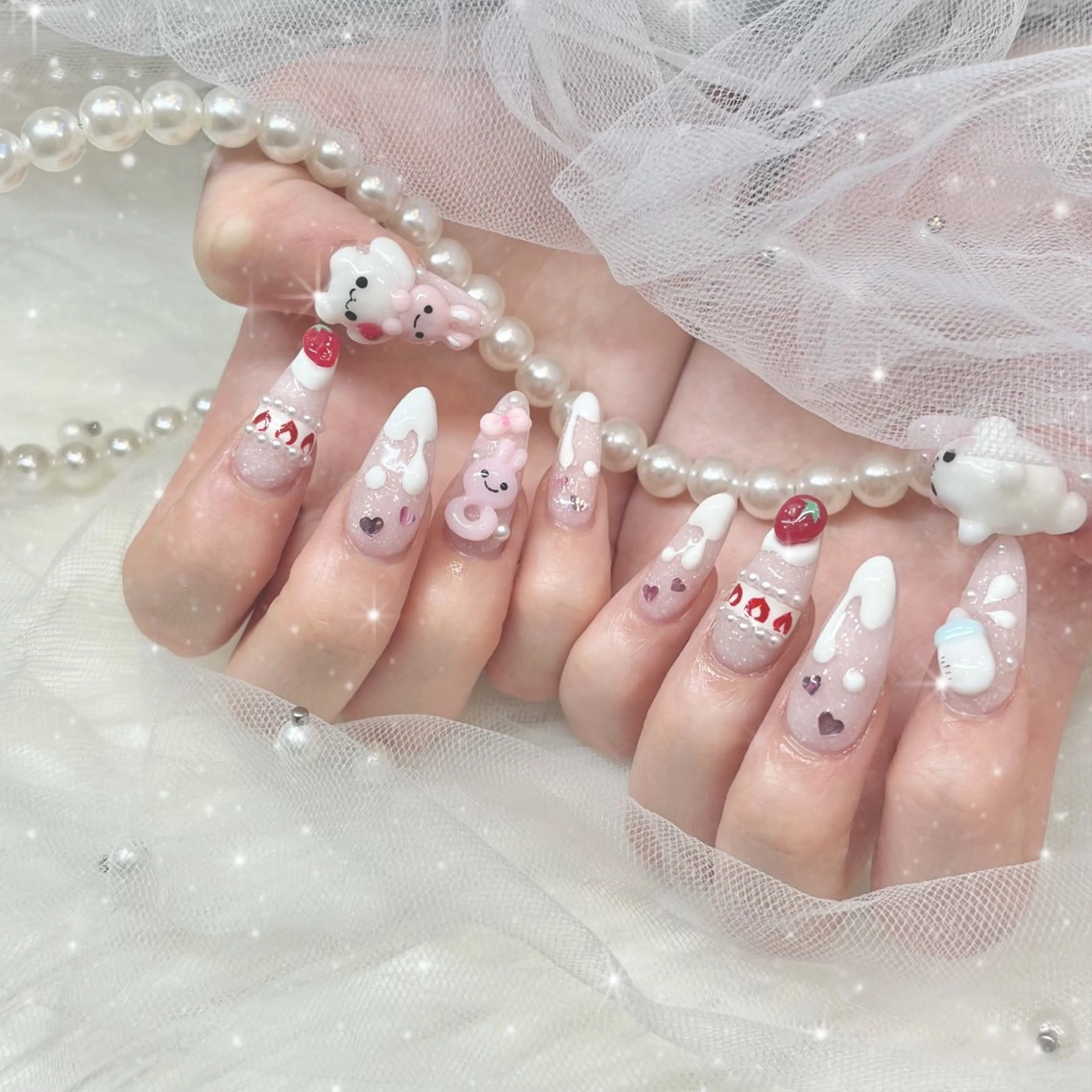 【オフあり】長さだし10本持ち込みアートフリー‪‪❤︎‬【3D痛ネイルオーダー別途料金にて🉑】の写真