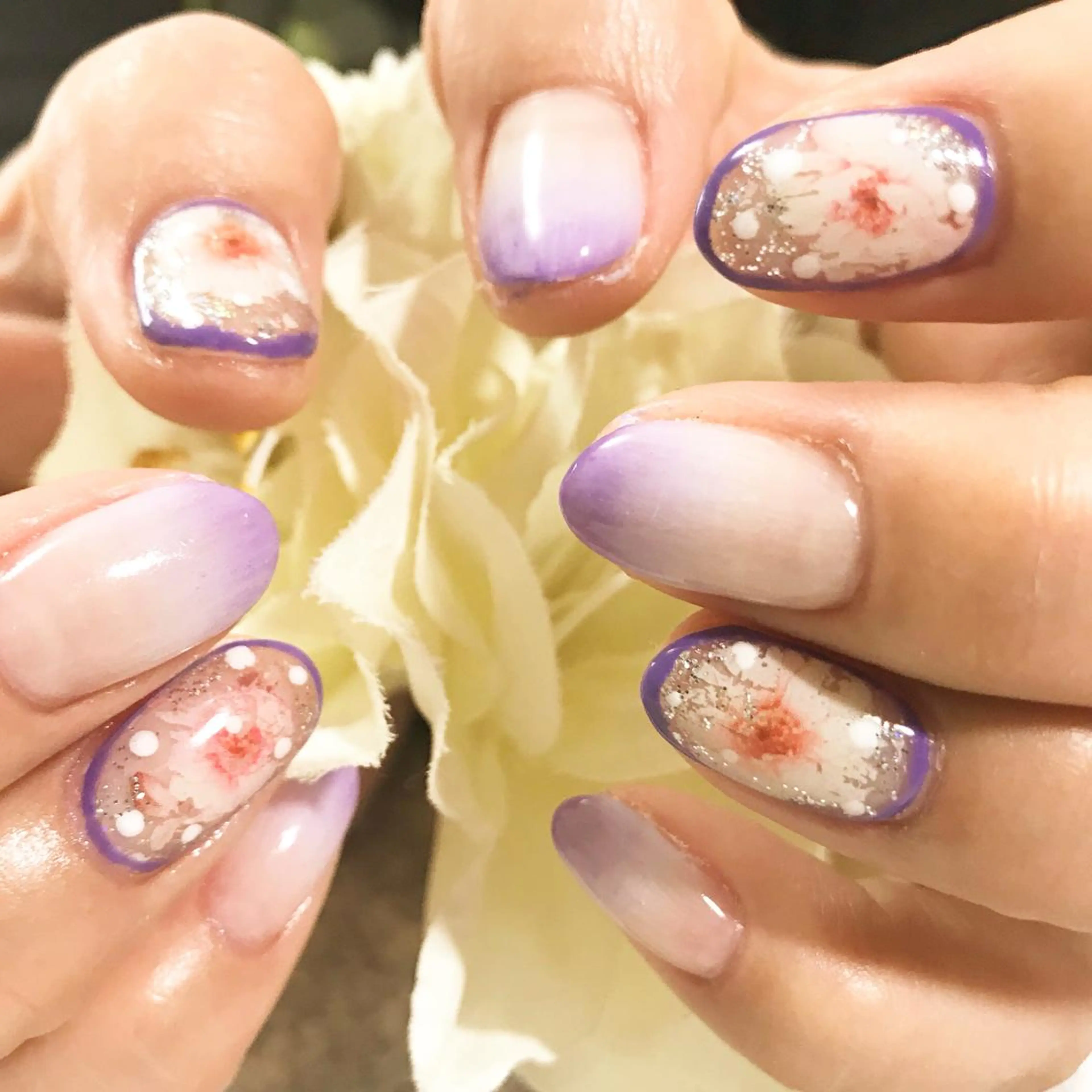 ネイル フラワーネイル フットネイル グラデーション パープル シンプルネイル nail fufla ♡yamane♡のネイルデザイン