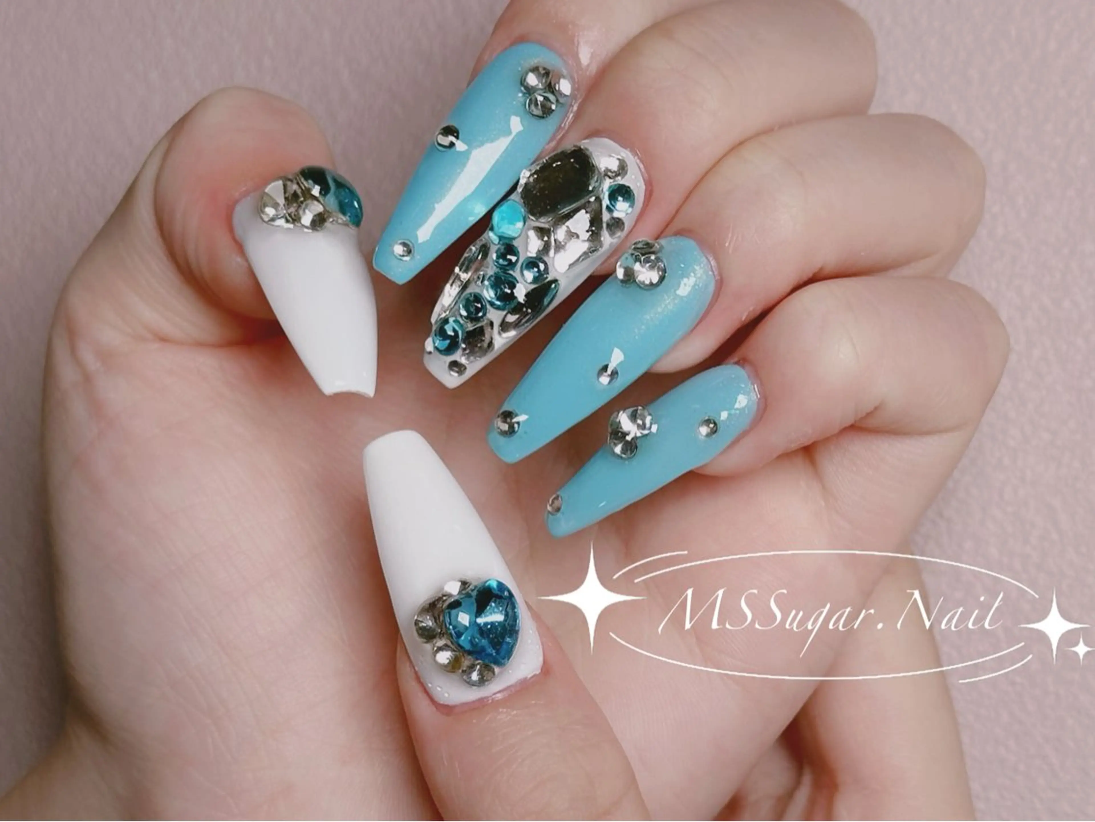 ネイル ロングネイル マグネットネイル スカルプネイル ネイルチップ ワンホンネイル MSSugar Nailのネイルデザイン