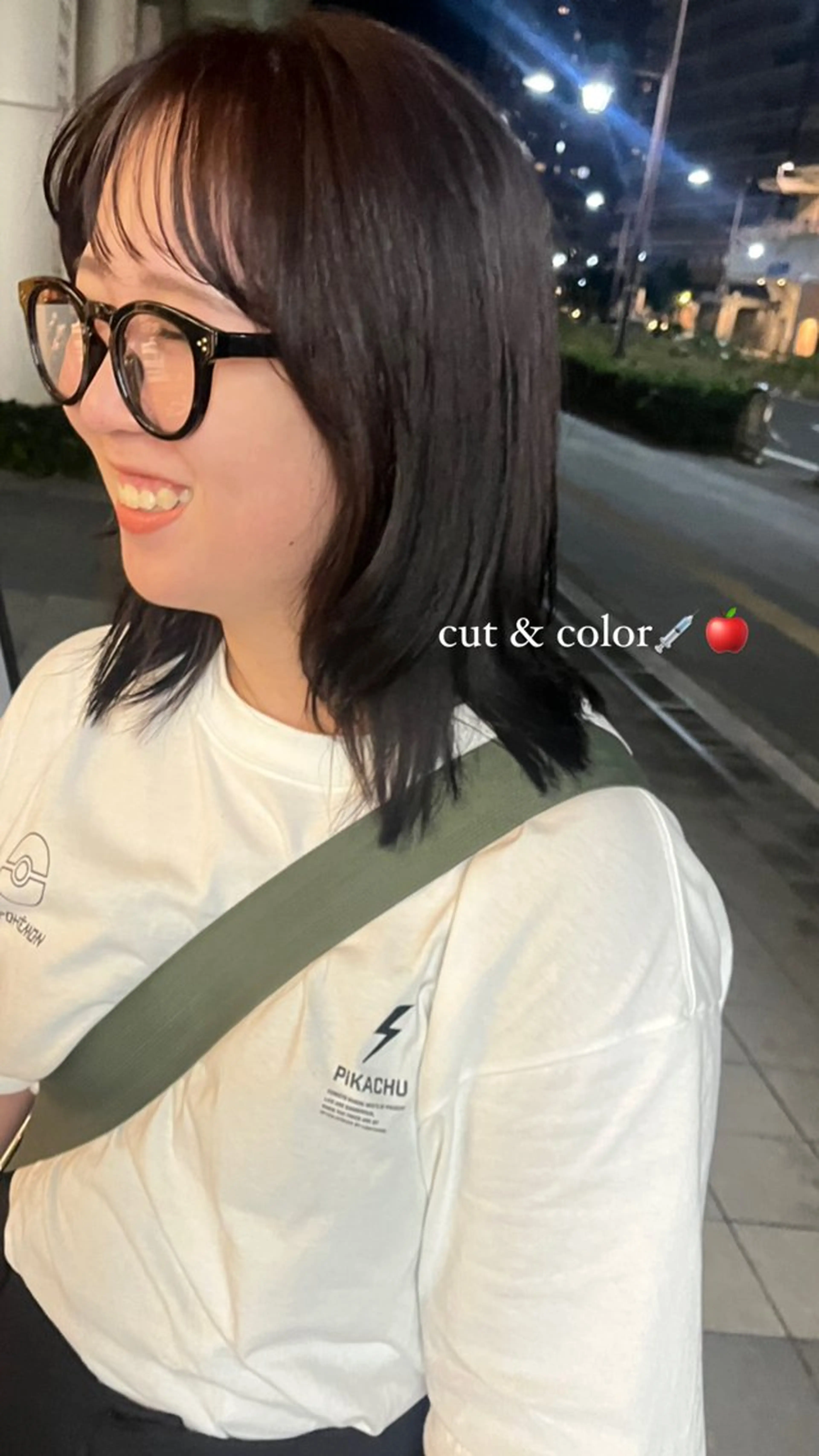 ミディアム レイヤーカット ルナ｜縮毛矯正 ×デザインカラー🥝のマツエク・マツパデザイン