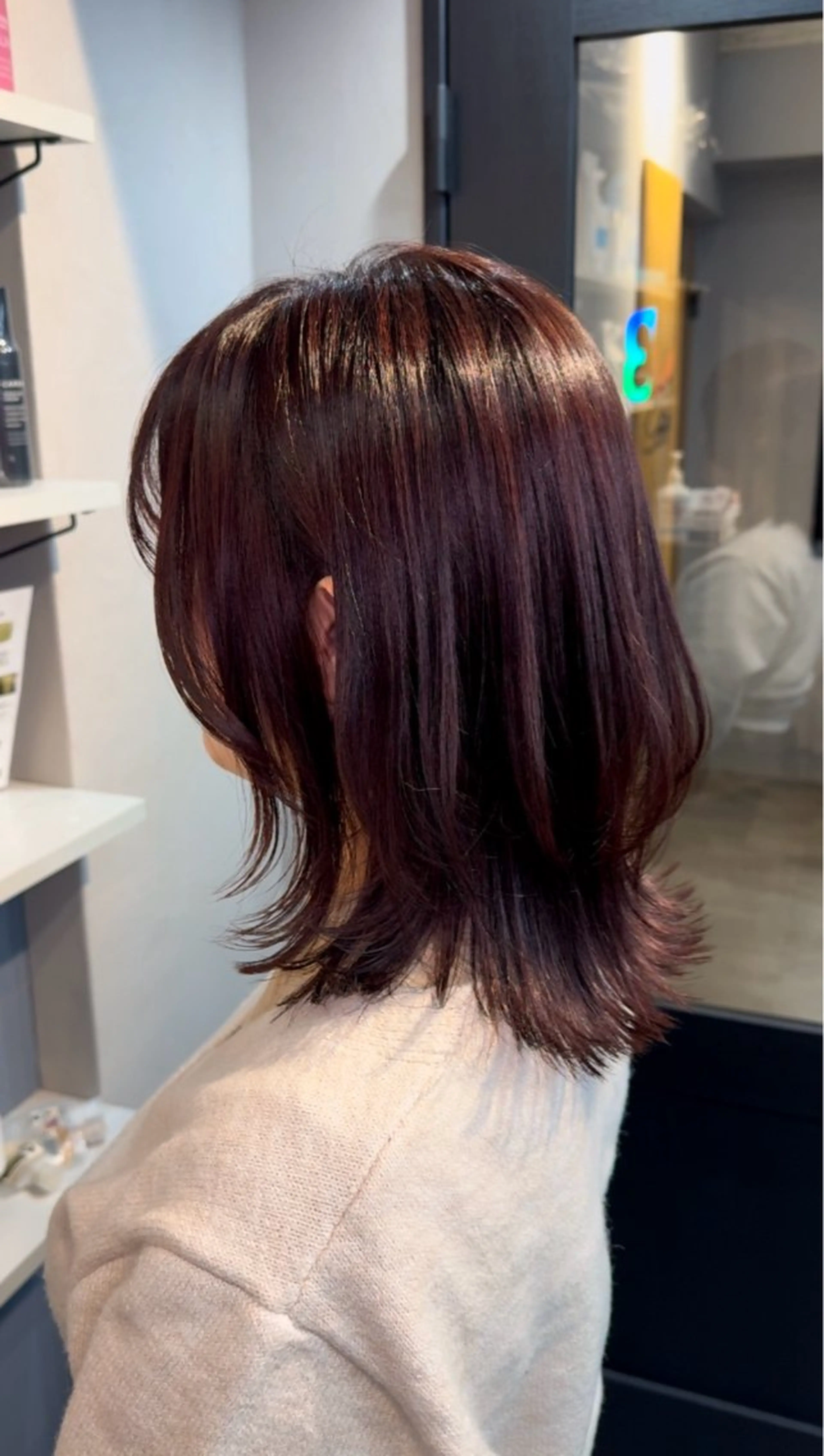 ミディアム ピンクブラウン カット ヘアカラー トリートメント CLUTCHmuk. AIRI／完全個室のヘアスタイル