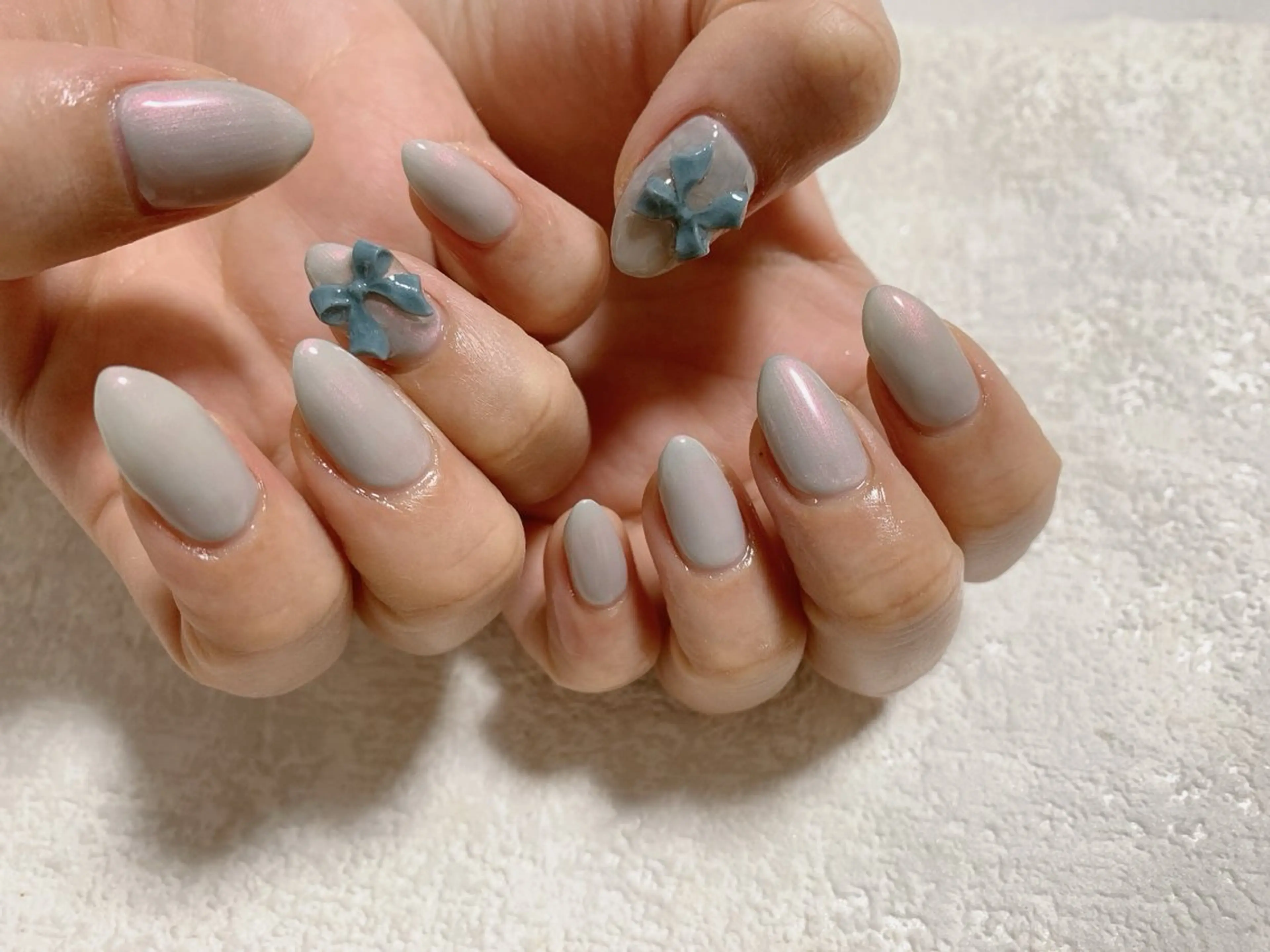 ネイル ジェルネイル メンズネイル パラジェル リボン ワンホンネイル kiki nail たまプラーザのネイルデザイン