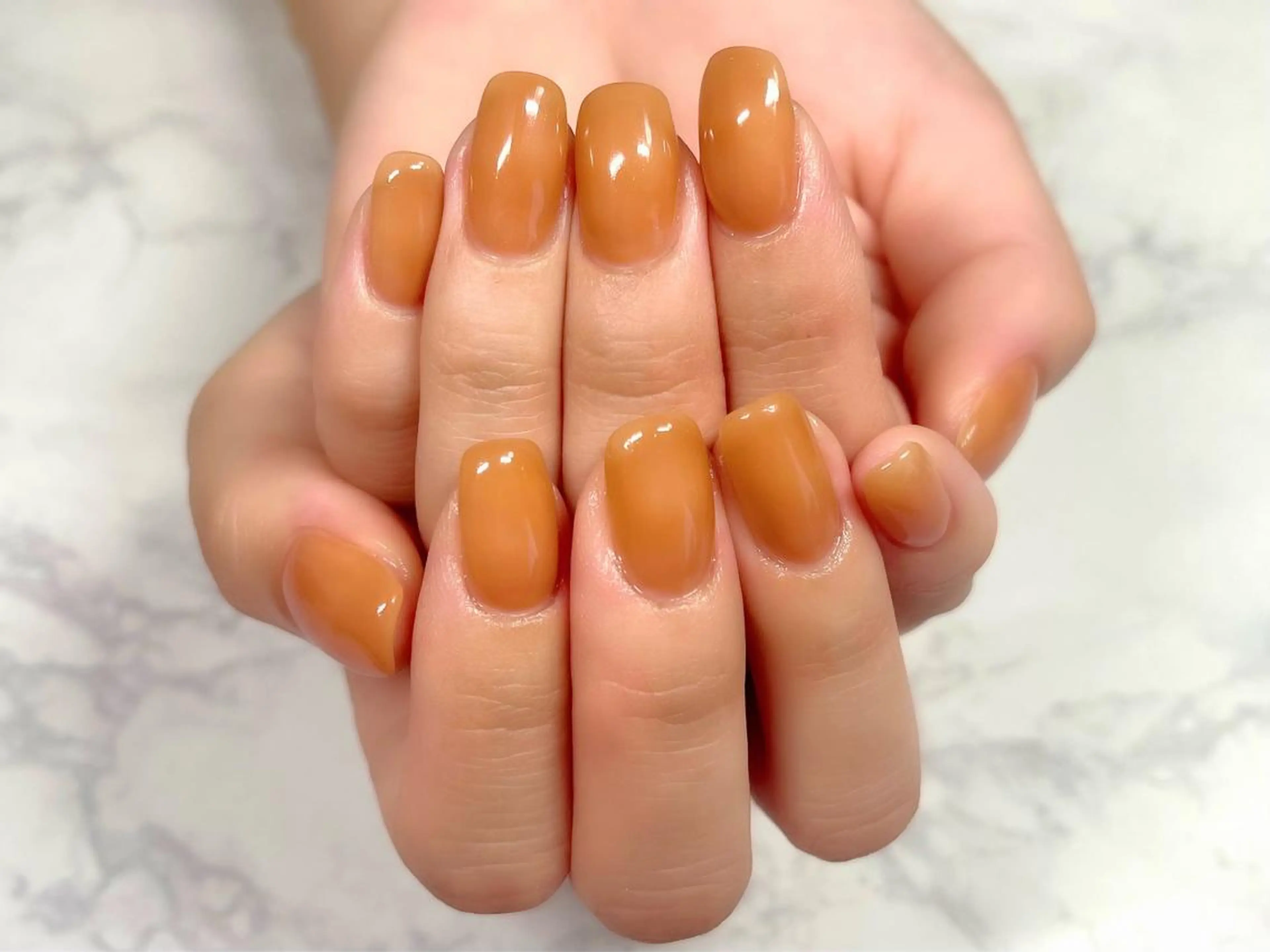 ネイル ワンカラーネイル オレンジ ハンドネイル Nail Salon KURELLYのネイルデザイン