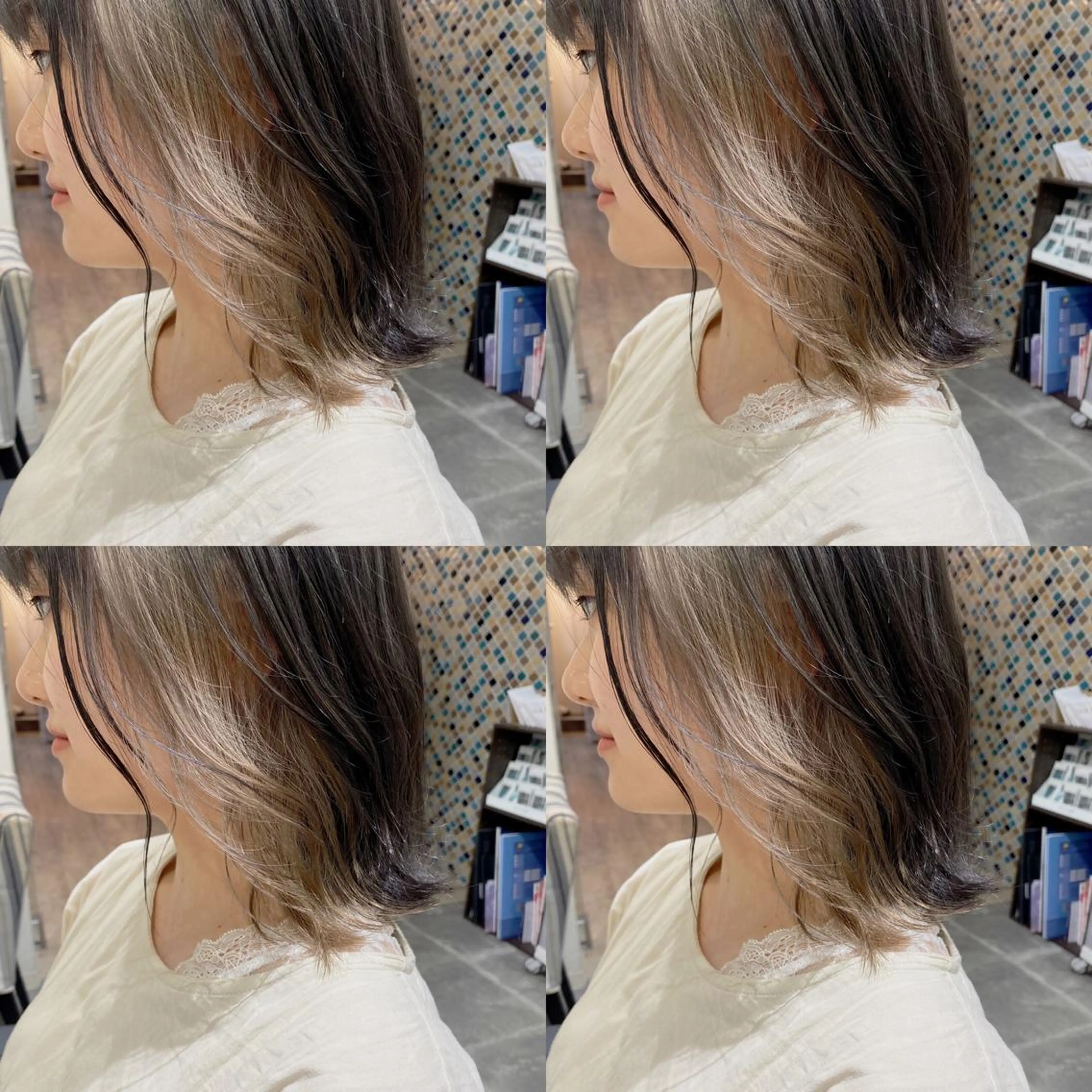 ミディアム カラー ヘアアレンジ インナーカラー 竹内啓太 ボブのヘアスタイル