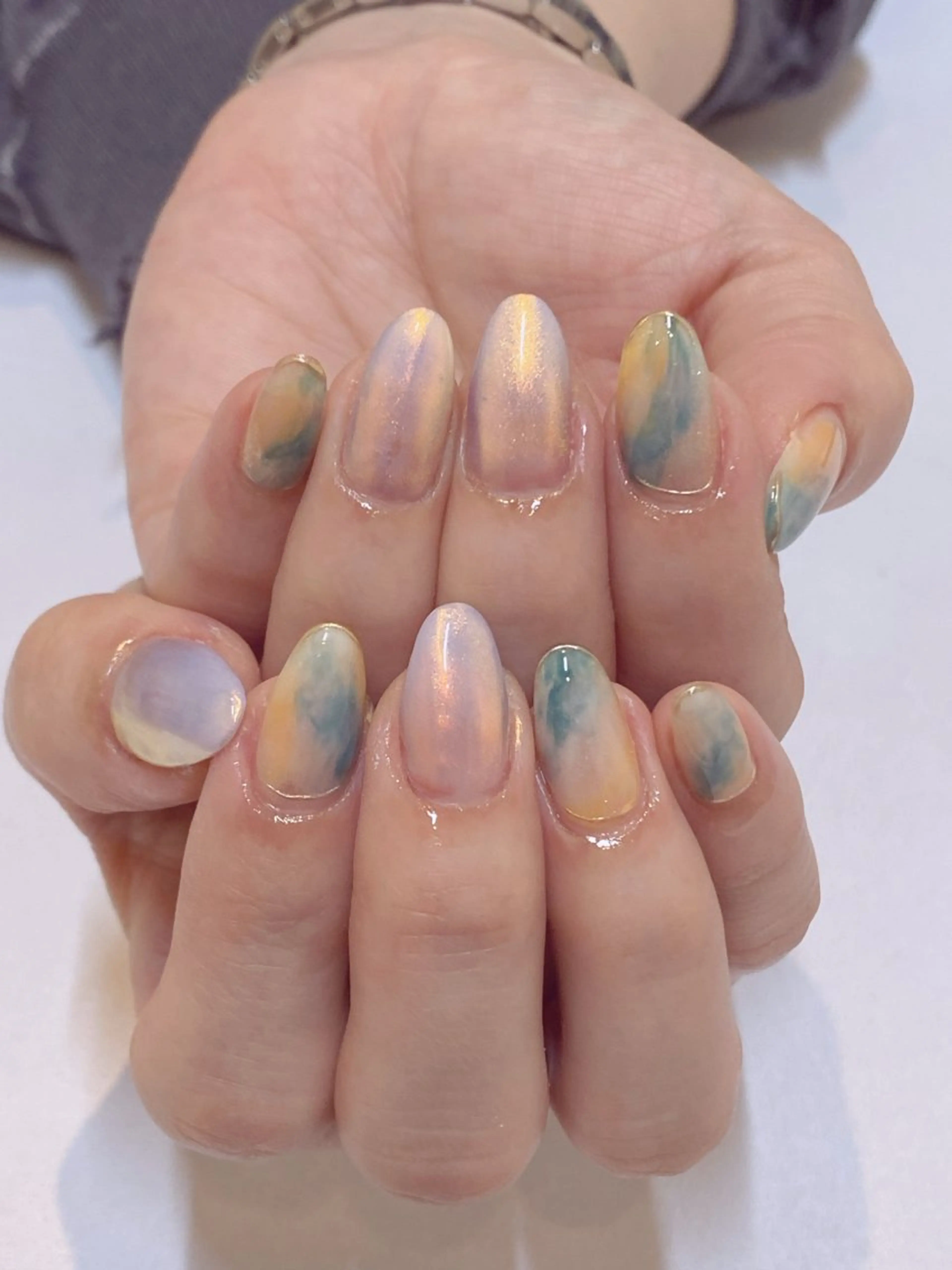 ネイル アートネイル オーロラネイル クリアネイル グラデーション ハート Ｎail Ｓalon ertiのネイルデザイン