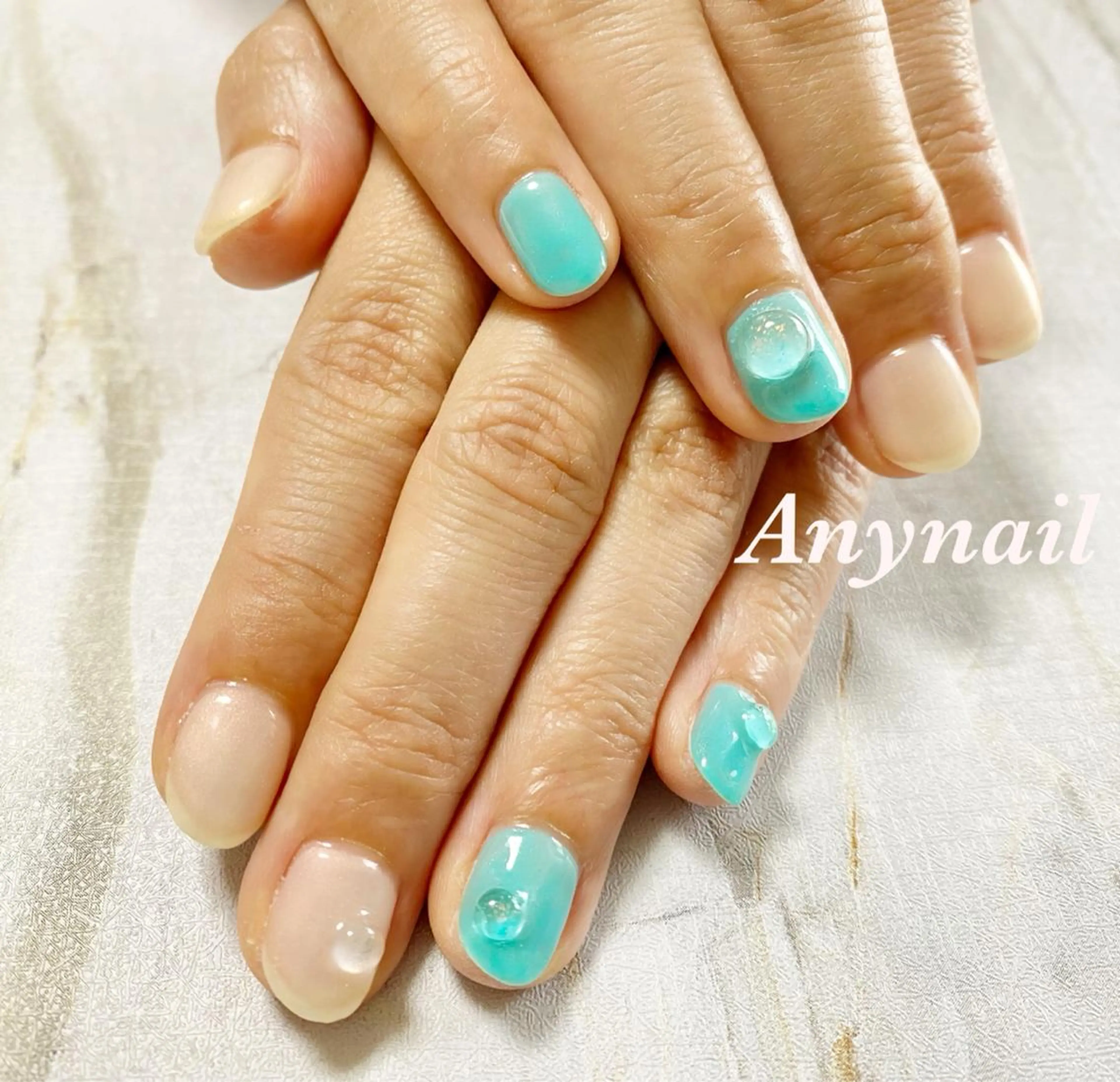 ネイル ブルー 夏ネイル 岩澤 恵子のネイルデザイン