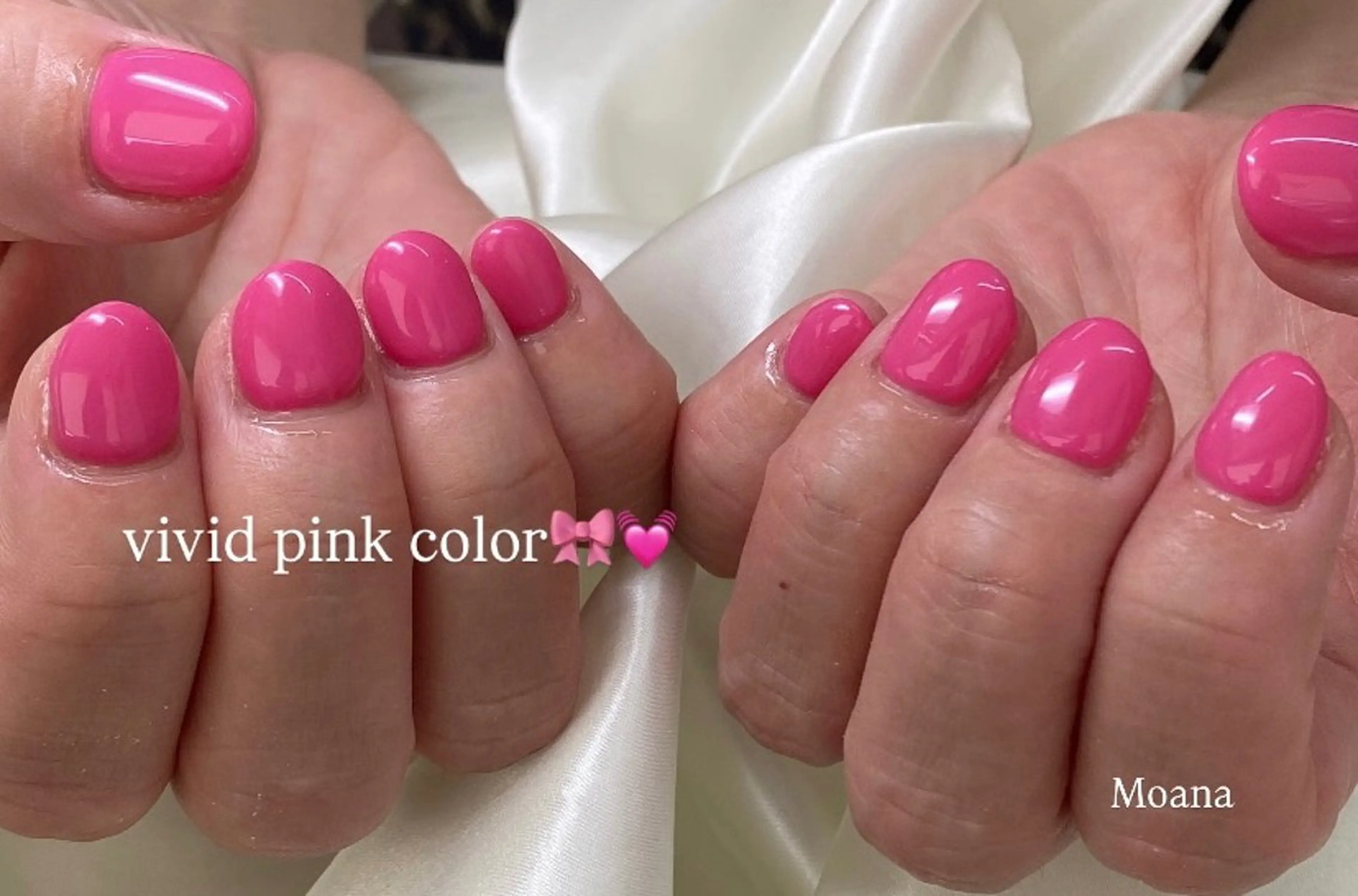 ネイル 韓国ネイル ワンカラーネイル ピンク 春ネイル ハンドネイル Moana manamiのネイルデザイン