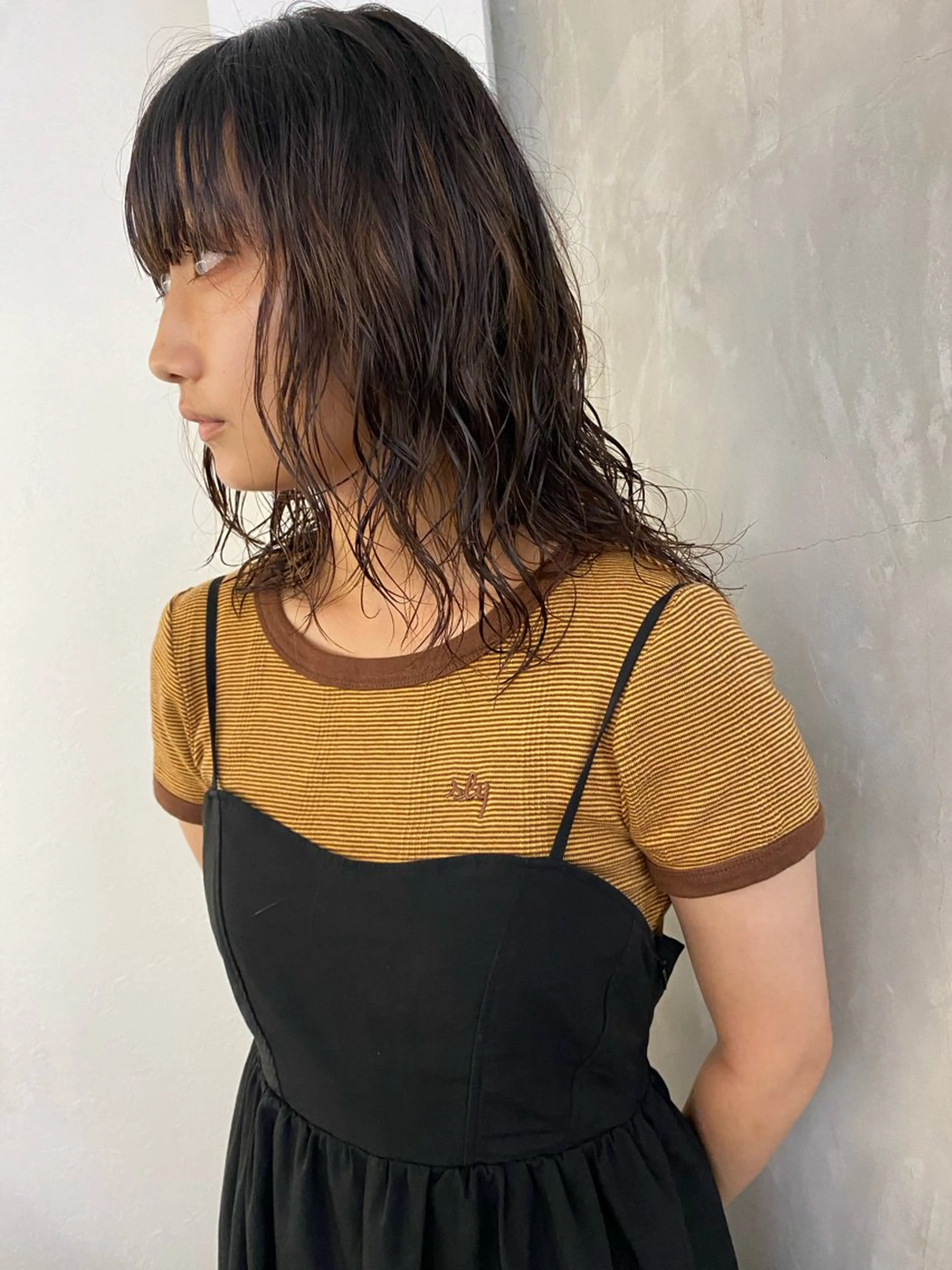 ミディアム パーマ ミディアムパーマ ニュアンスパーマ 森貴裕/ベージュ/ パーマ/オリーブのヘアスタイル