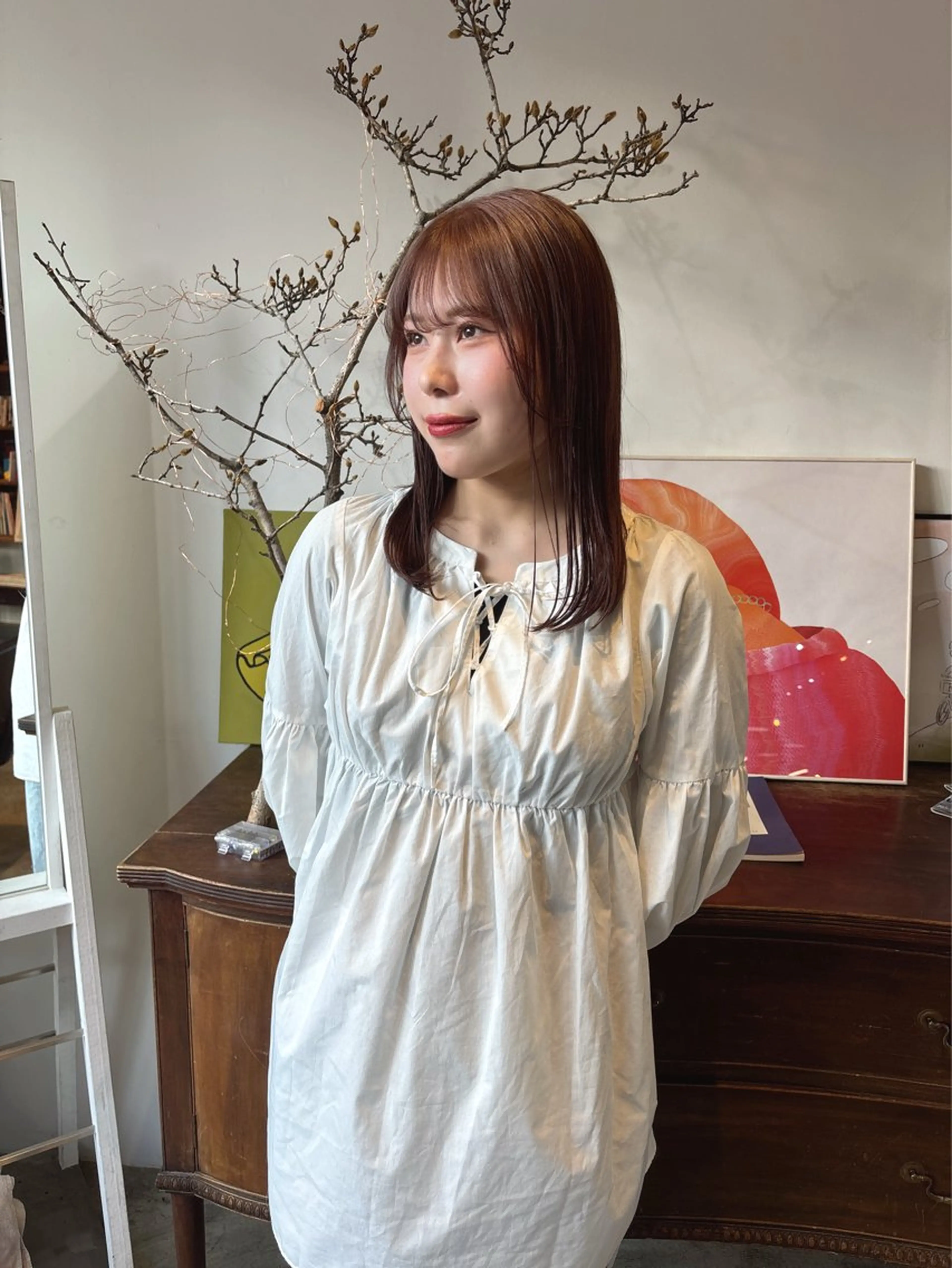 カラー ブリーチ ブラウンカラー ダブルカラー ブリーチなしカラー 安藤楓華 fuka andoのヘアスタイル